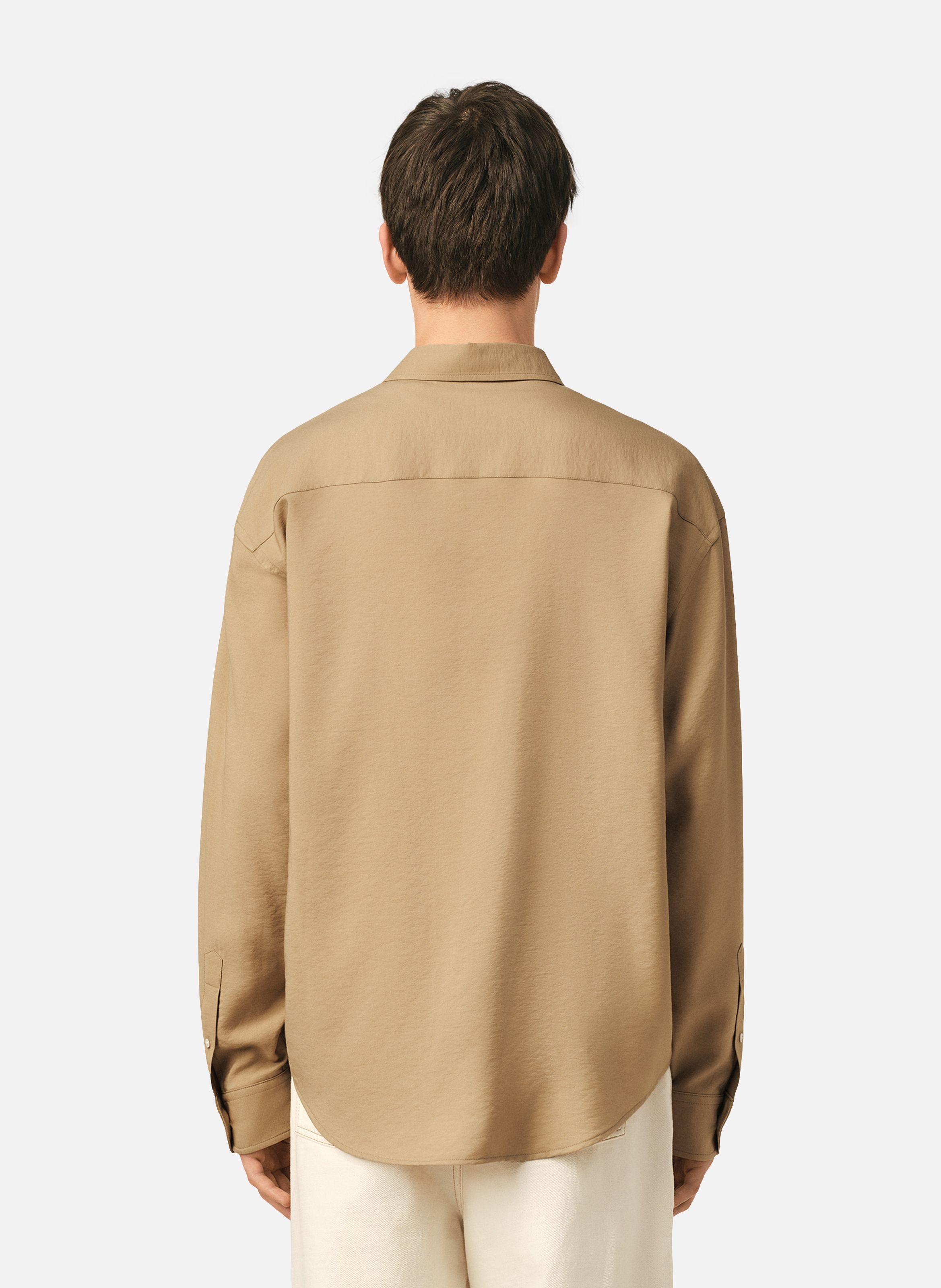 Chemise boxy unisexe en twill de viscose AMI PARIS Beige