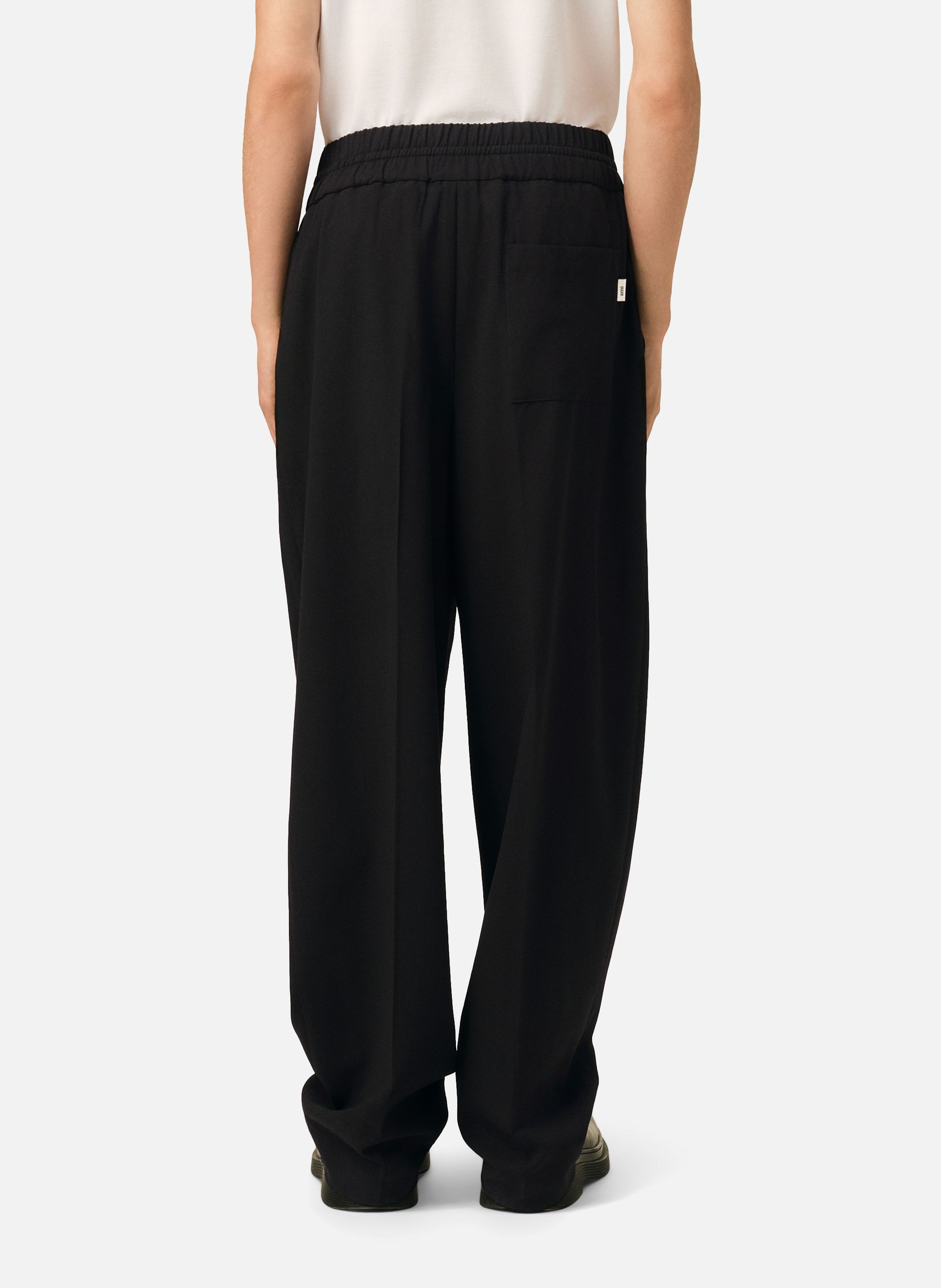 Pantalon unisexe en laine taille élastiquée AMI PARIS Noir