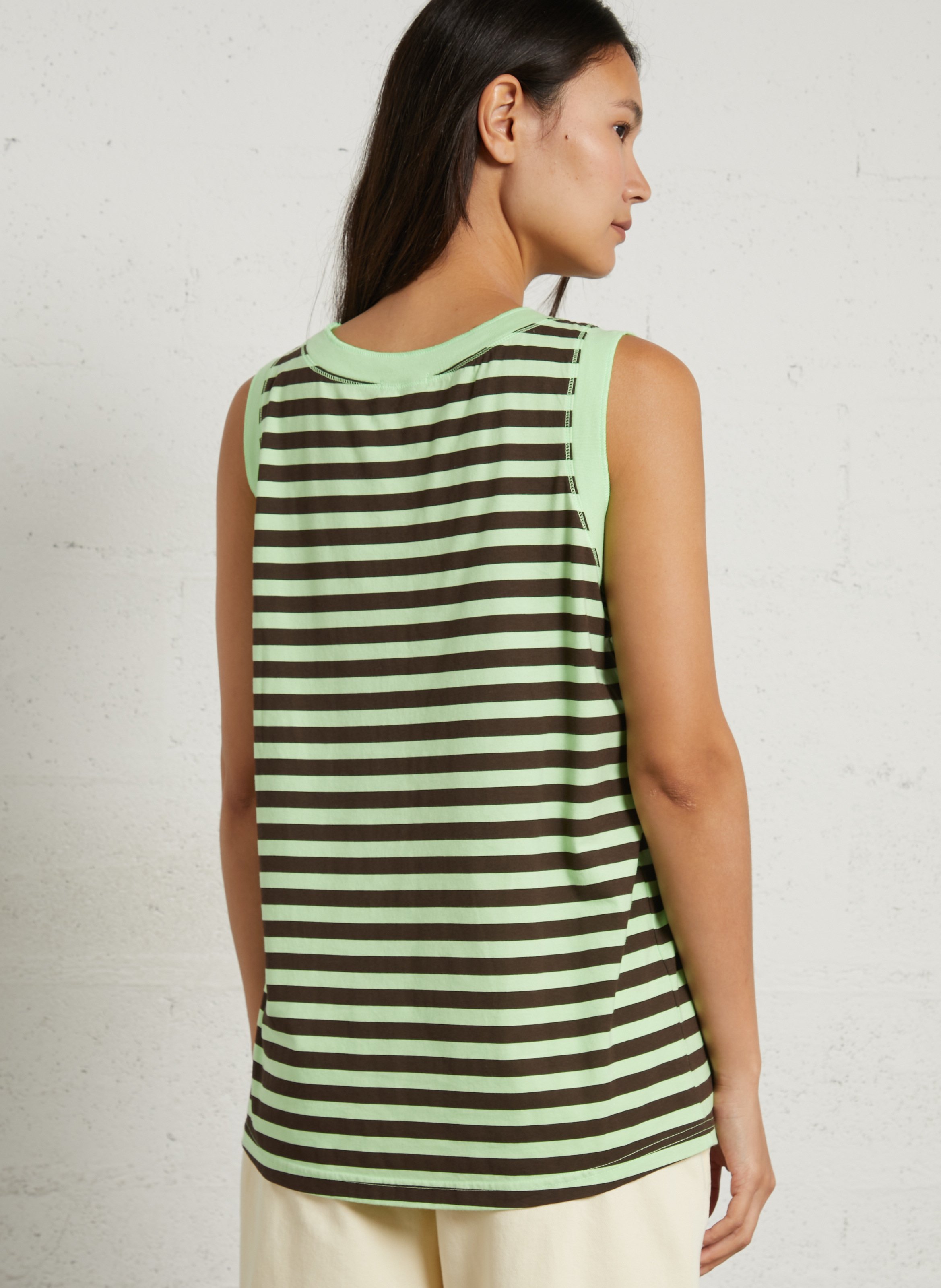 Débardeur droit rayé en coton gixy AMERICAN VINTAGE Vert