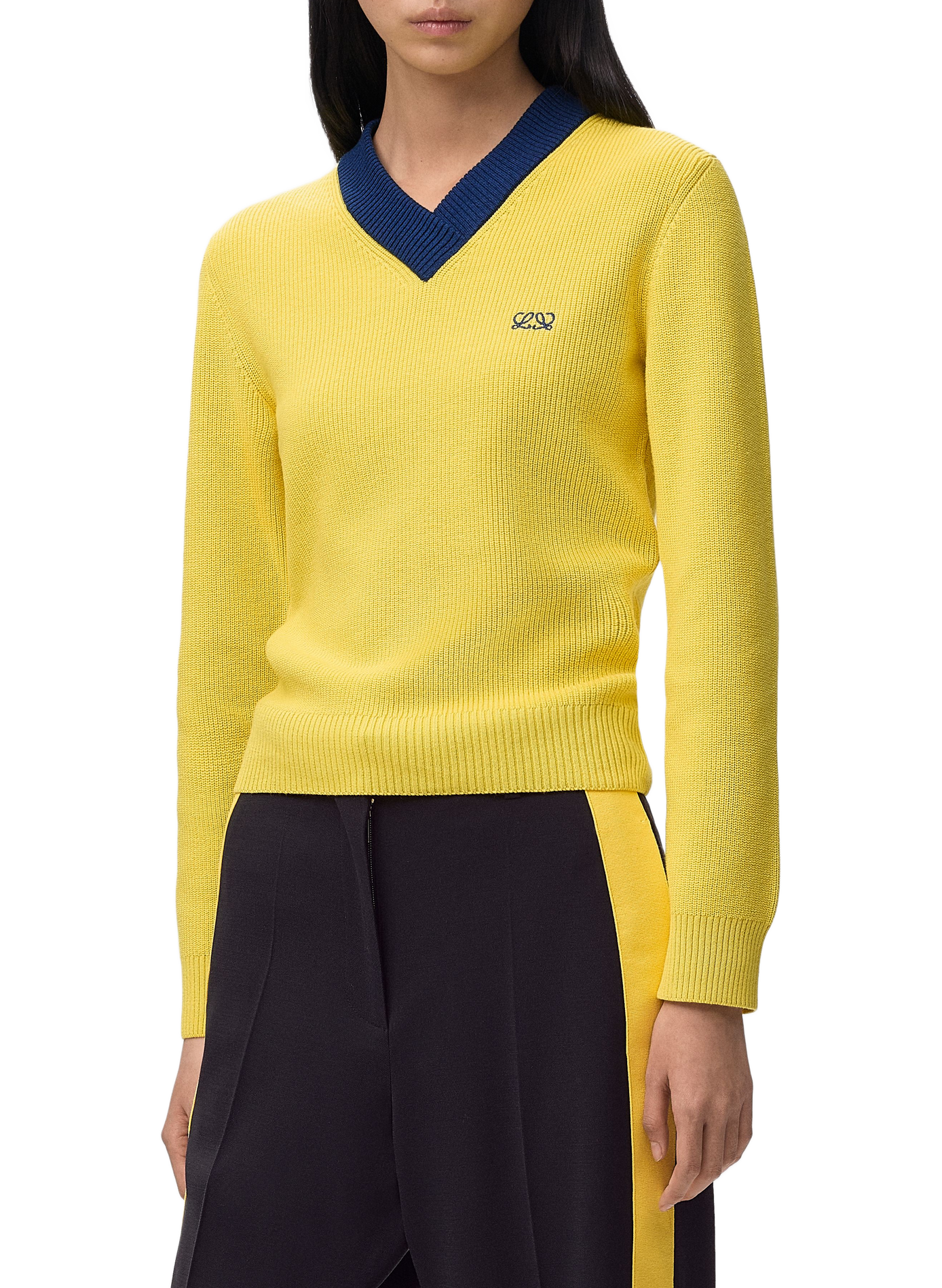 Jersey de punto ligero con textura de algodón y lana LOEWE Amarillo