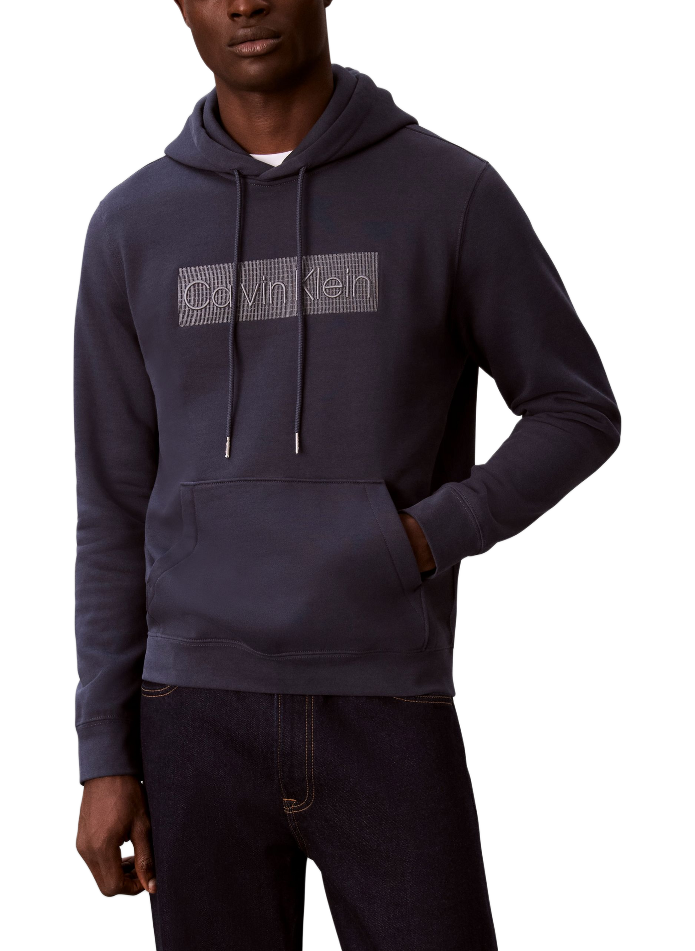 Straight logo sweatshirt in blended cotton. CALVIN KLEIN Blue