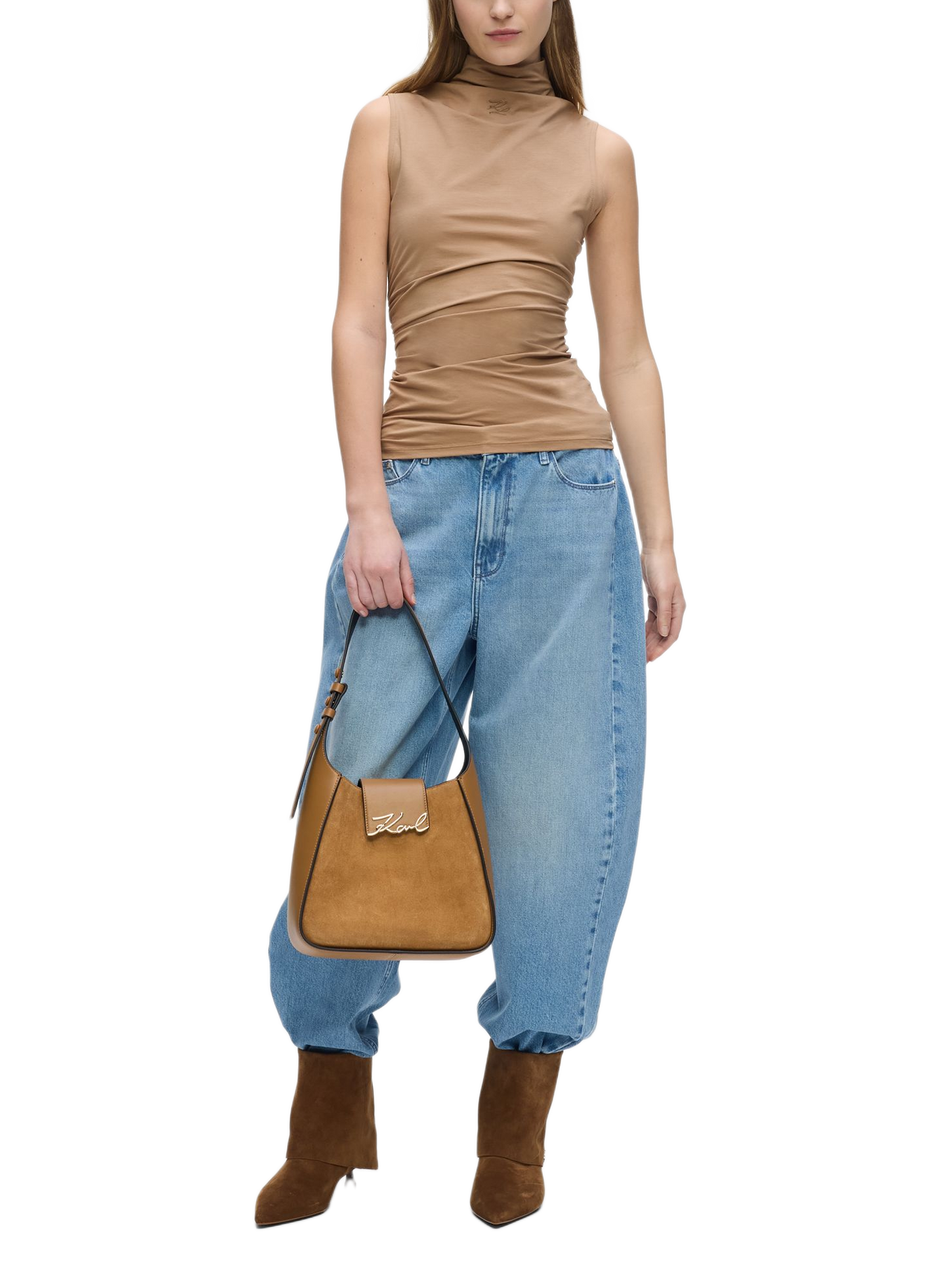 Tasche mit Schulterriemen K/Signature Hobo KARL LAGERFELD Braun