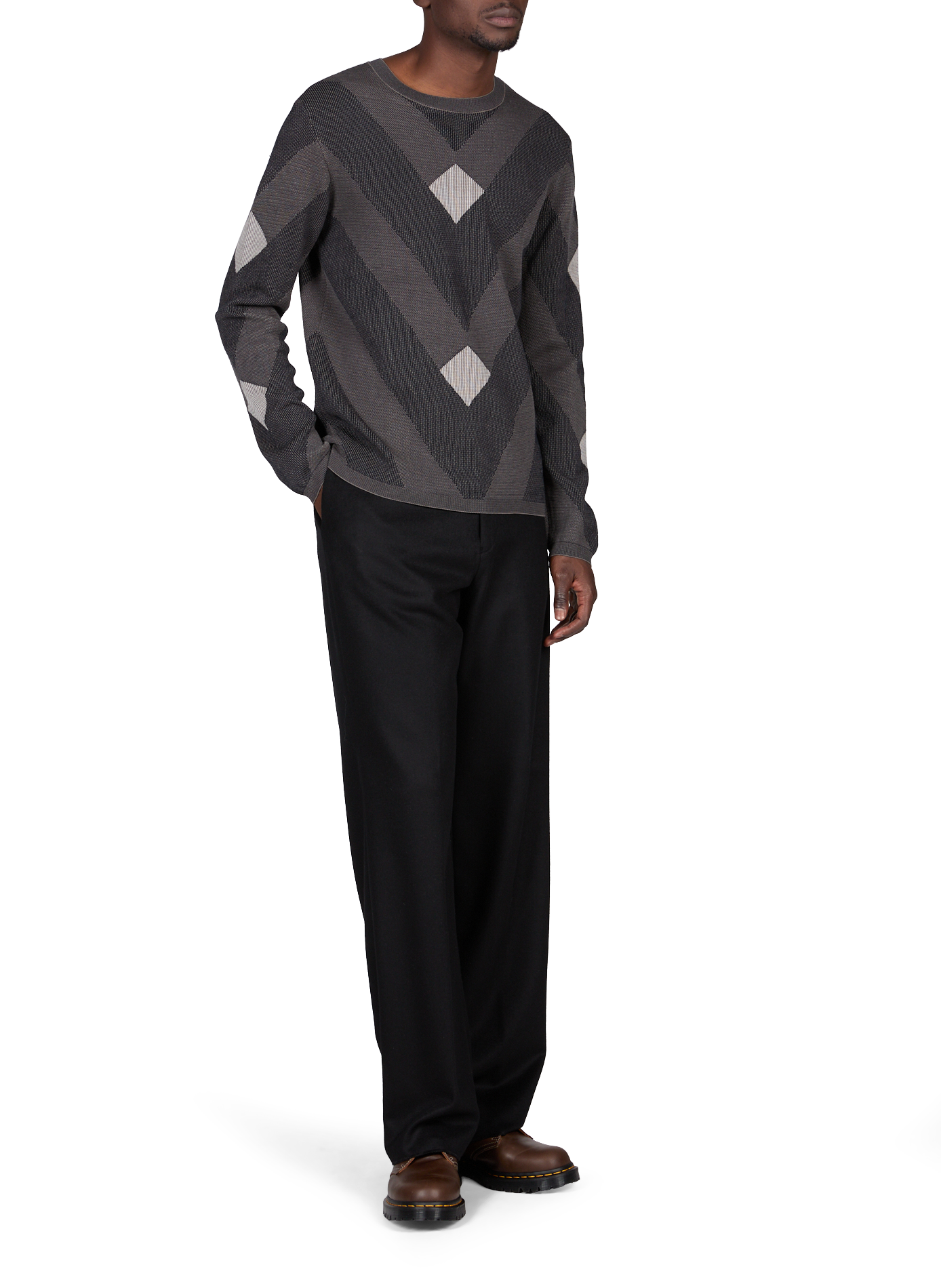 Pullover mit Chevron-Jacquardmuster aus Baumwolle EMPORIO ARMANI Mehrfarbig