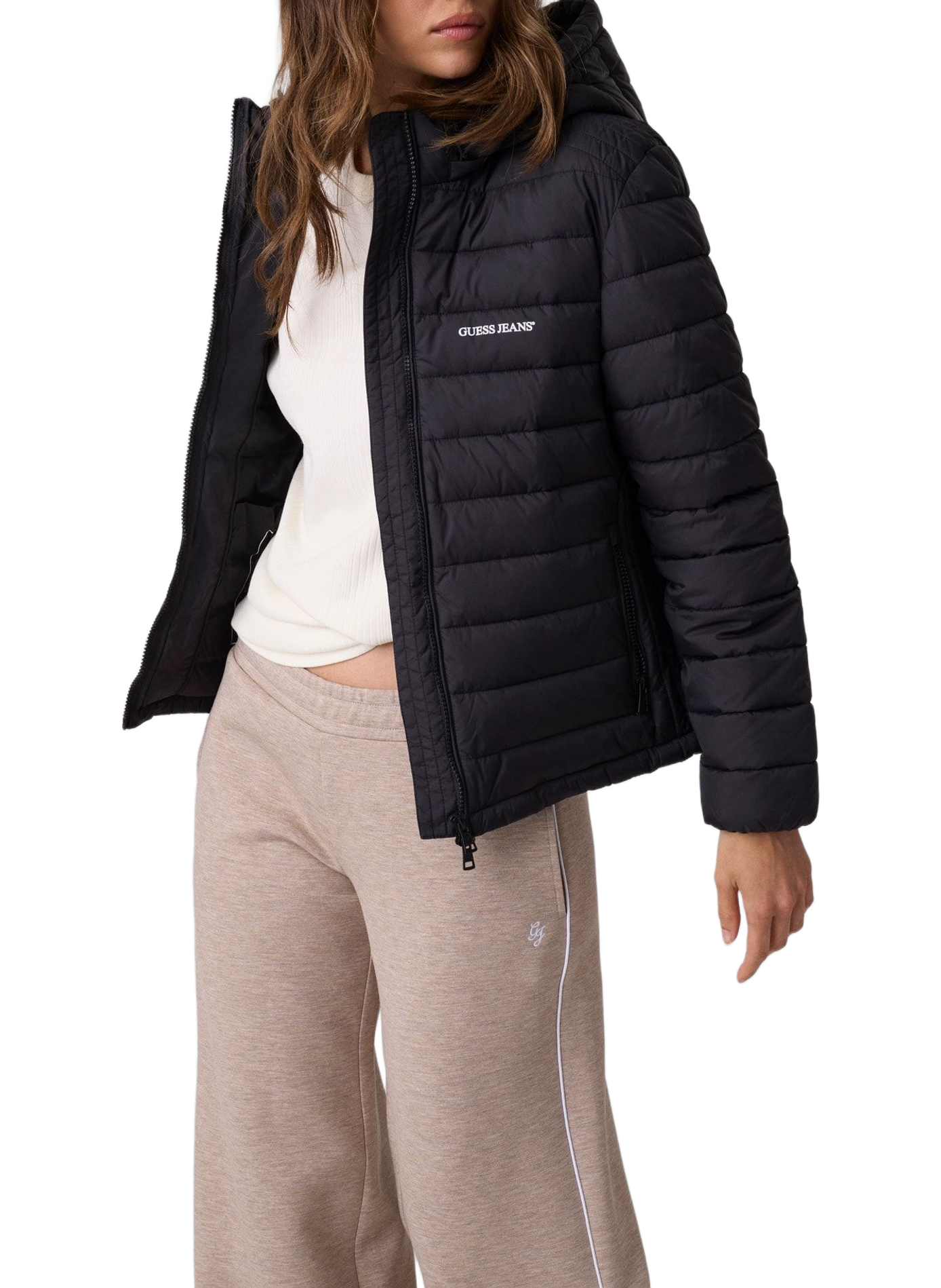 Quilted hooded Down jacket GUESS Black