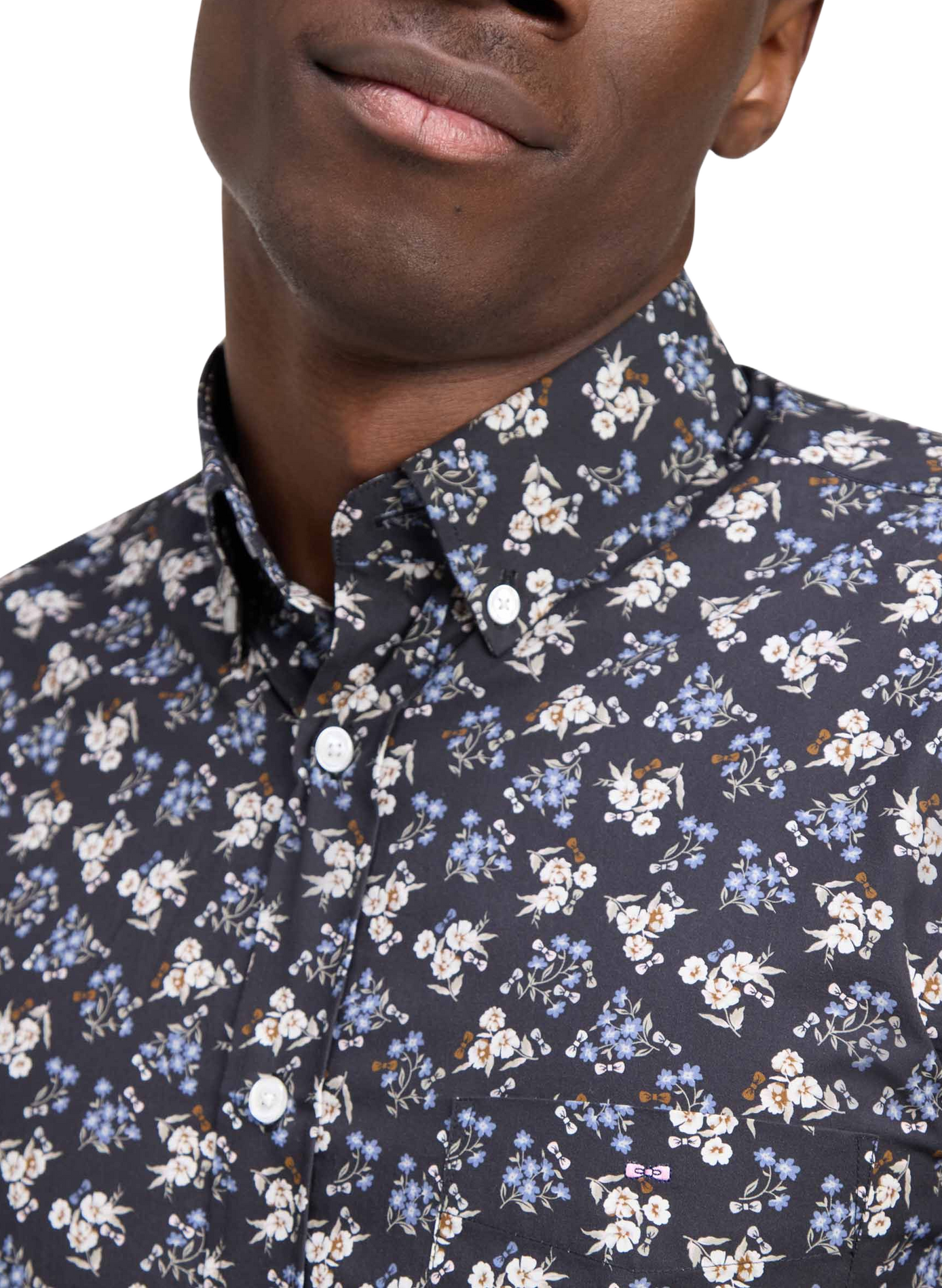 Chemise droit à motif en coton EDEN PARK Marron