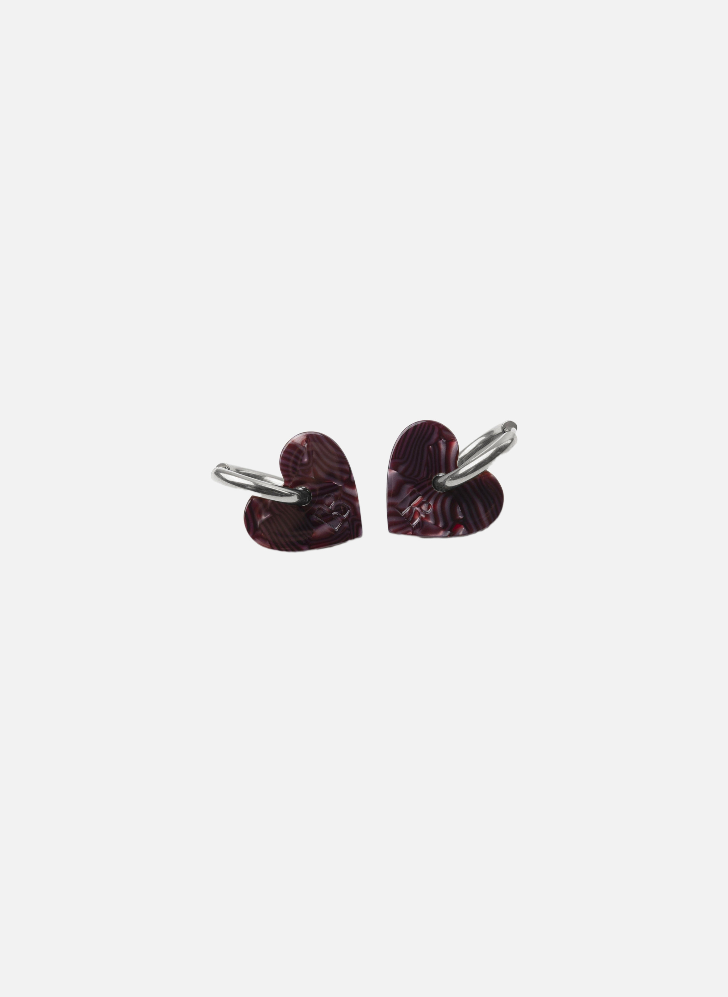 Boucles d'oreilles lova lova avec anneaux en acier inoxydable argenté  Lie de vin