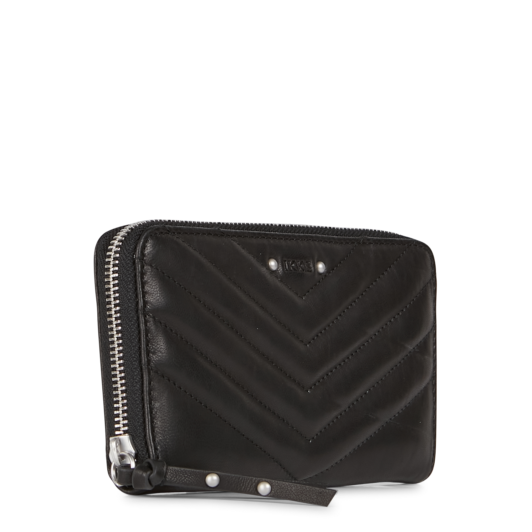 Portefeuille en cuir matelassé Noir