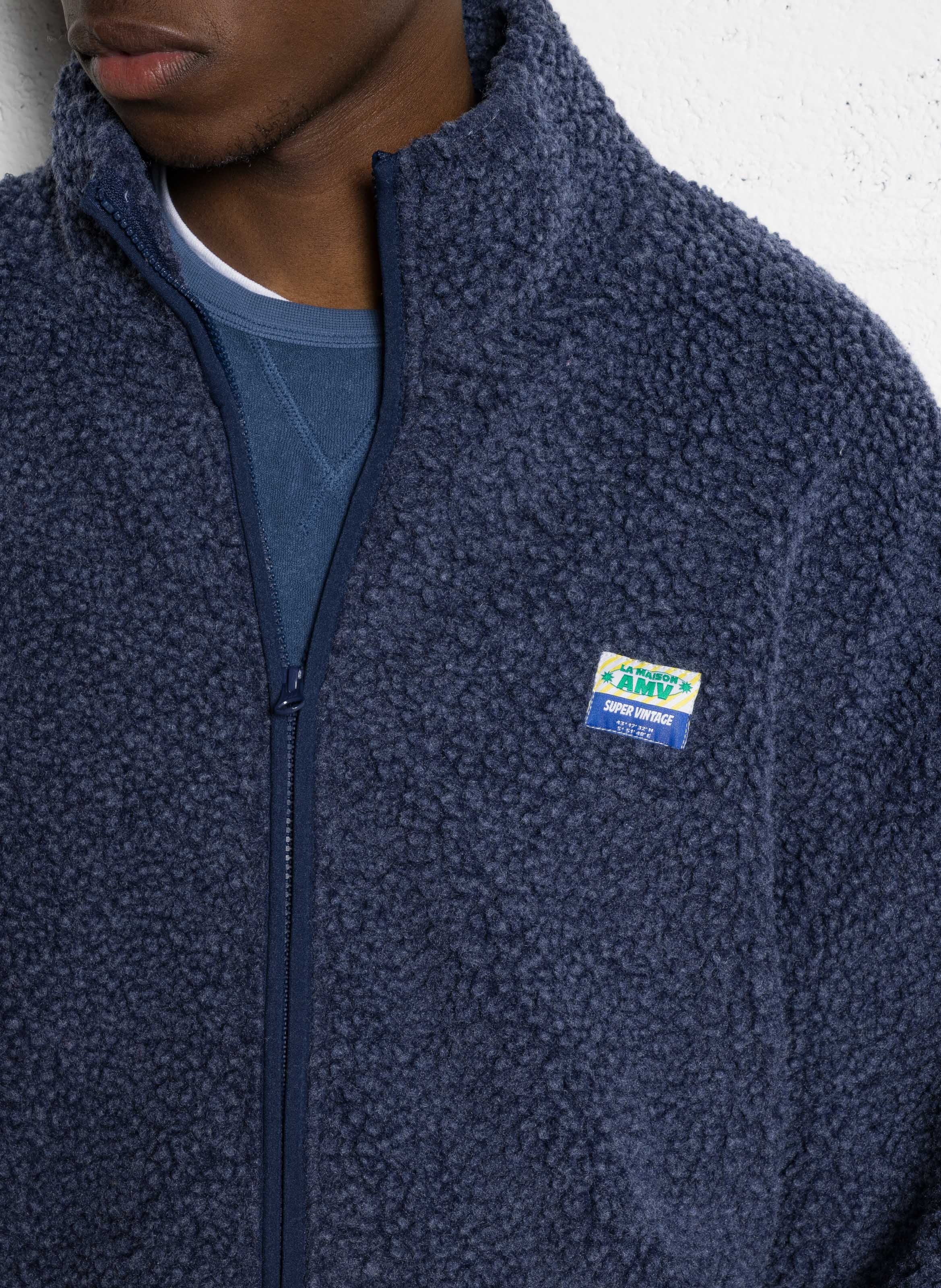 Veste col montant en sherpa hoktown AMERICAN VINTAGE Bleu