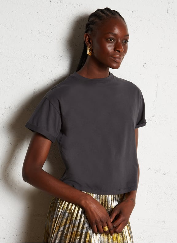 Tee-shirt col rond en coton rosie Noir by BA&SH BA&SH Tee-shirt col rond en coton rosie Noir