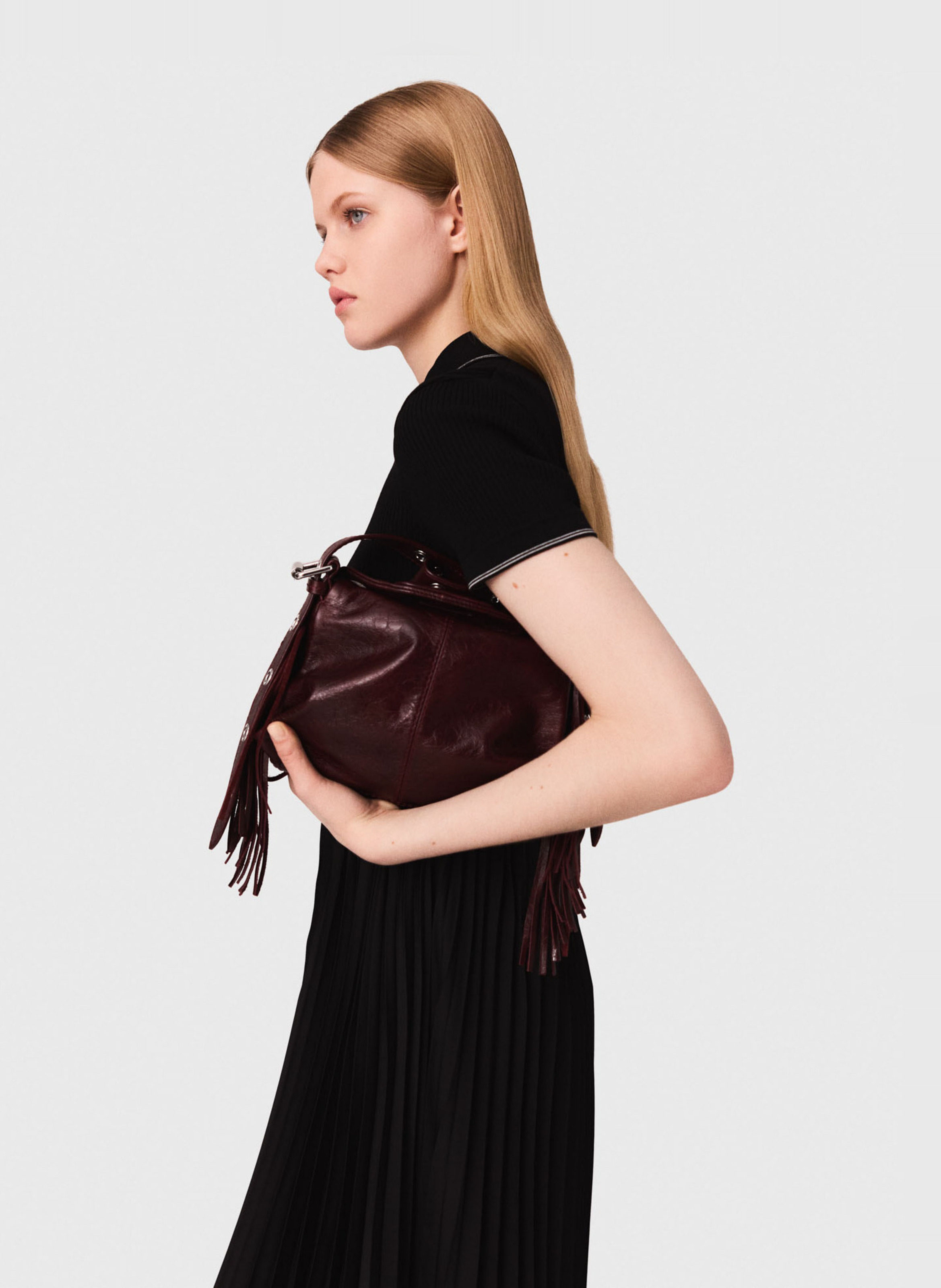 Robe longue col polo MAJE Noir