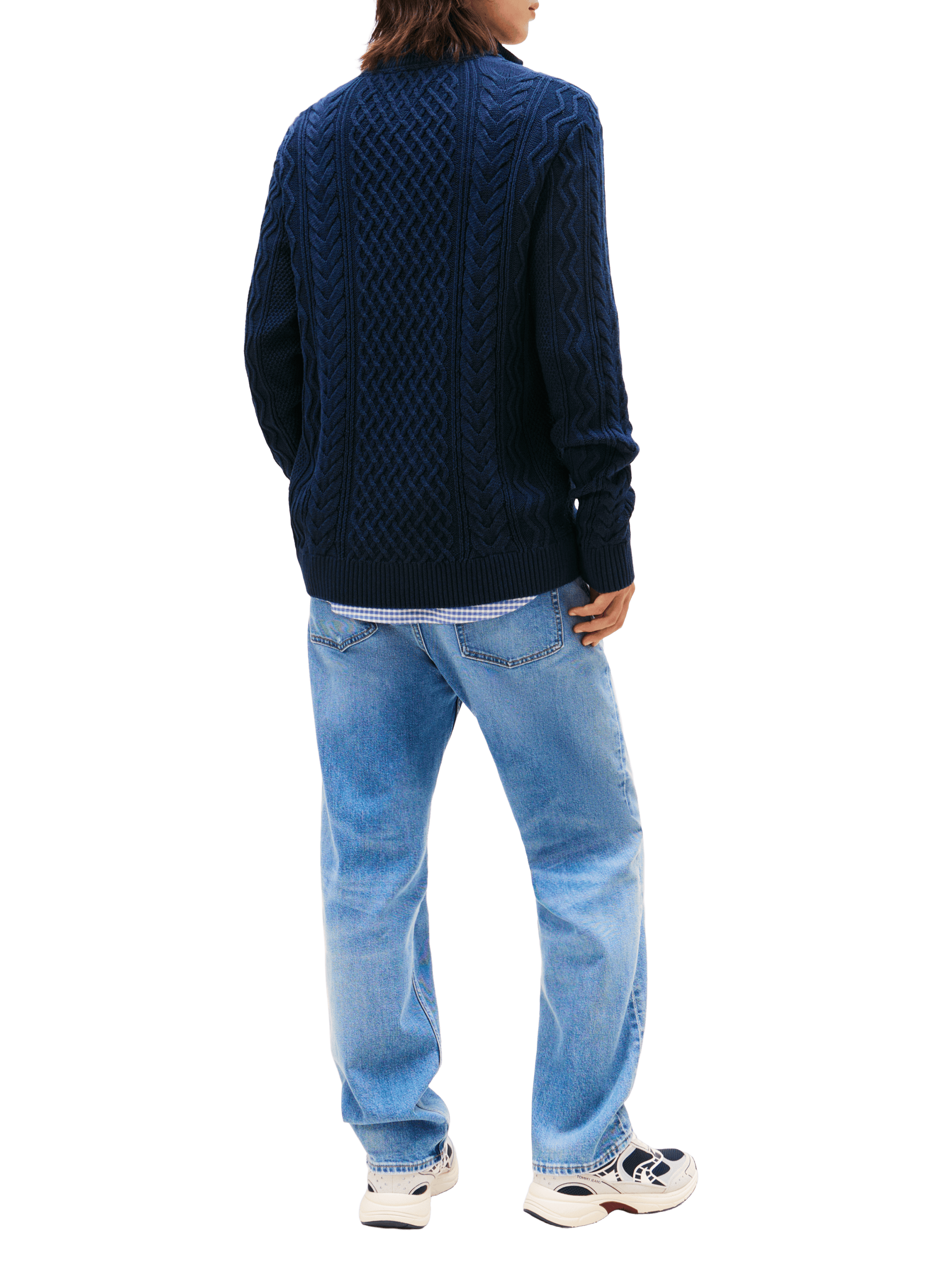 Fitted twisted knit zip-up sweater TOMMY HILFIGER Blue