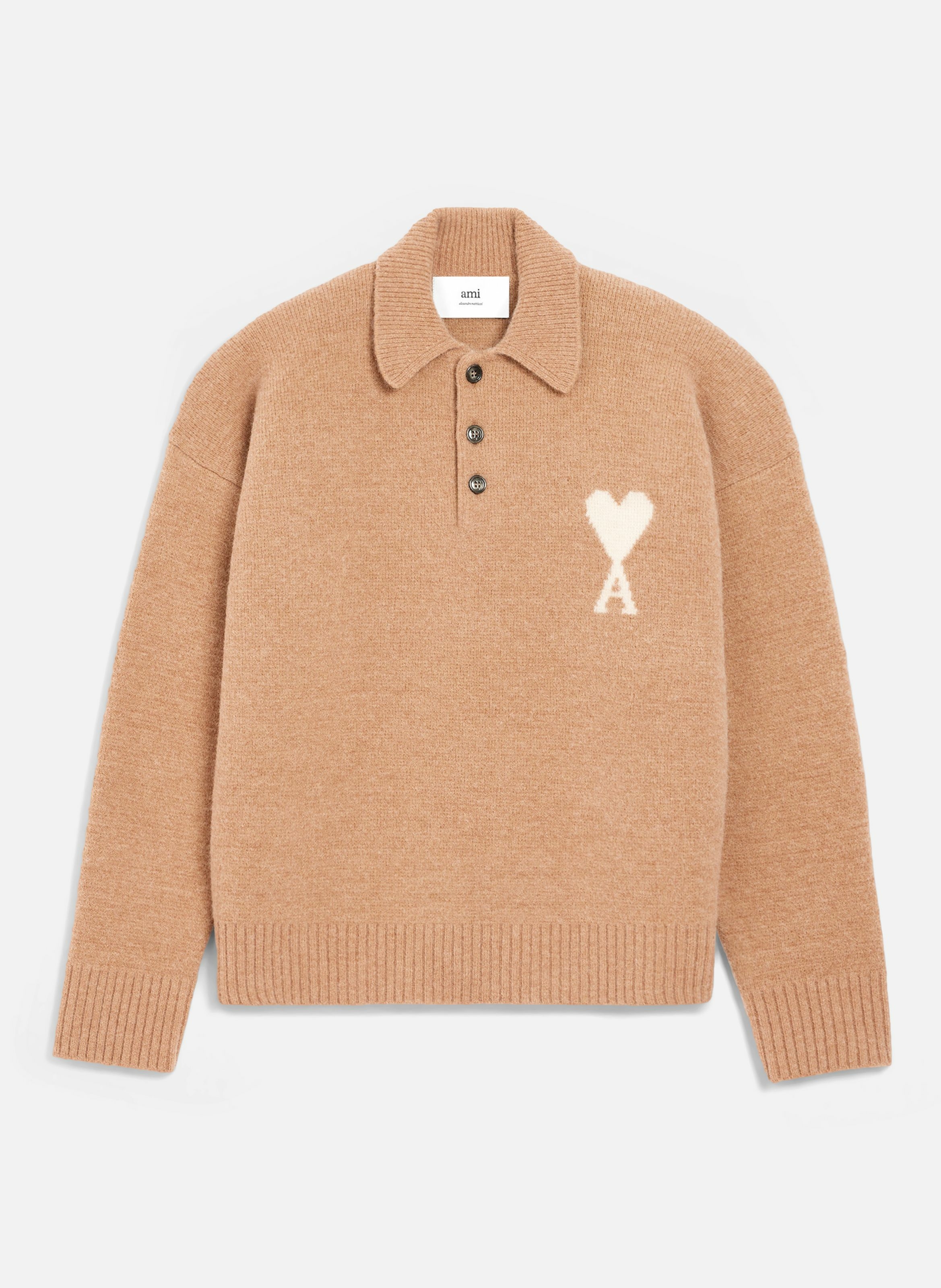 Polo ami de coeur en alpaga unisexe AMI PARIS Marron