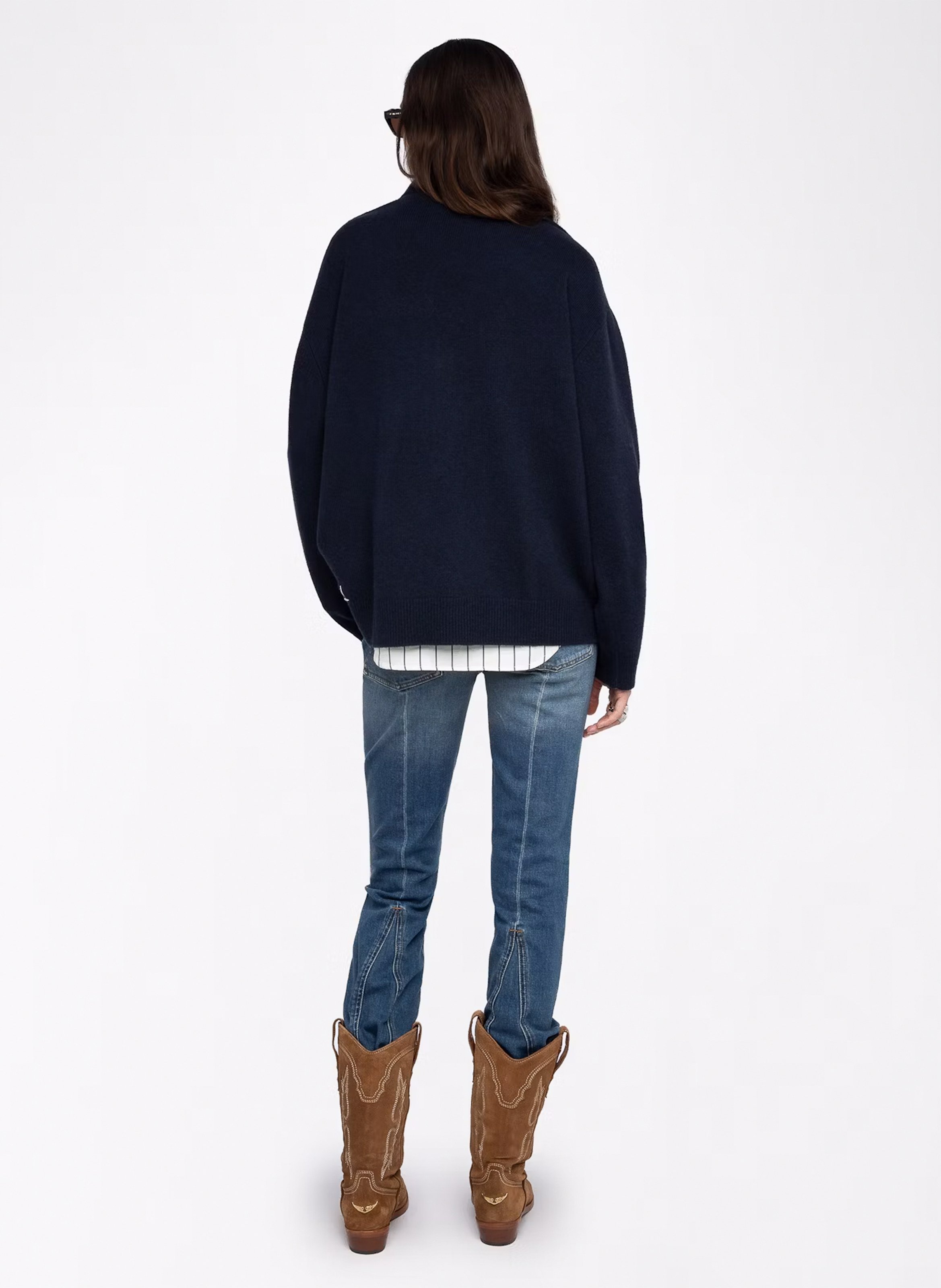 Pull col v en laine mélangée swyny ZADIG&VOLTAIRE Bleu