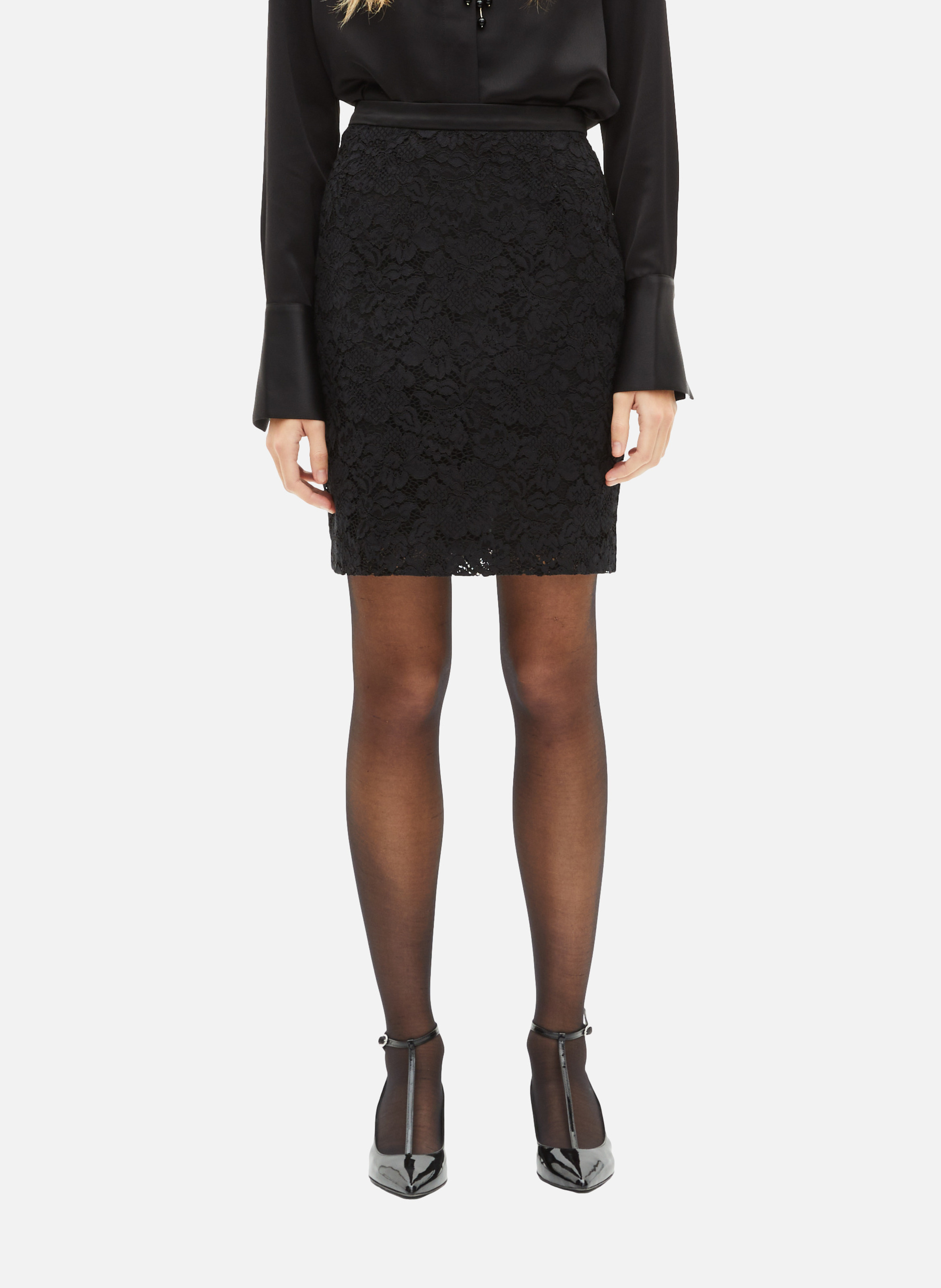 Jupe courte en dentelle NoirTHE KOOPLES