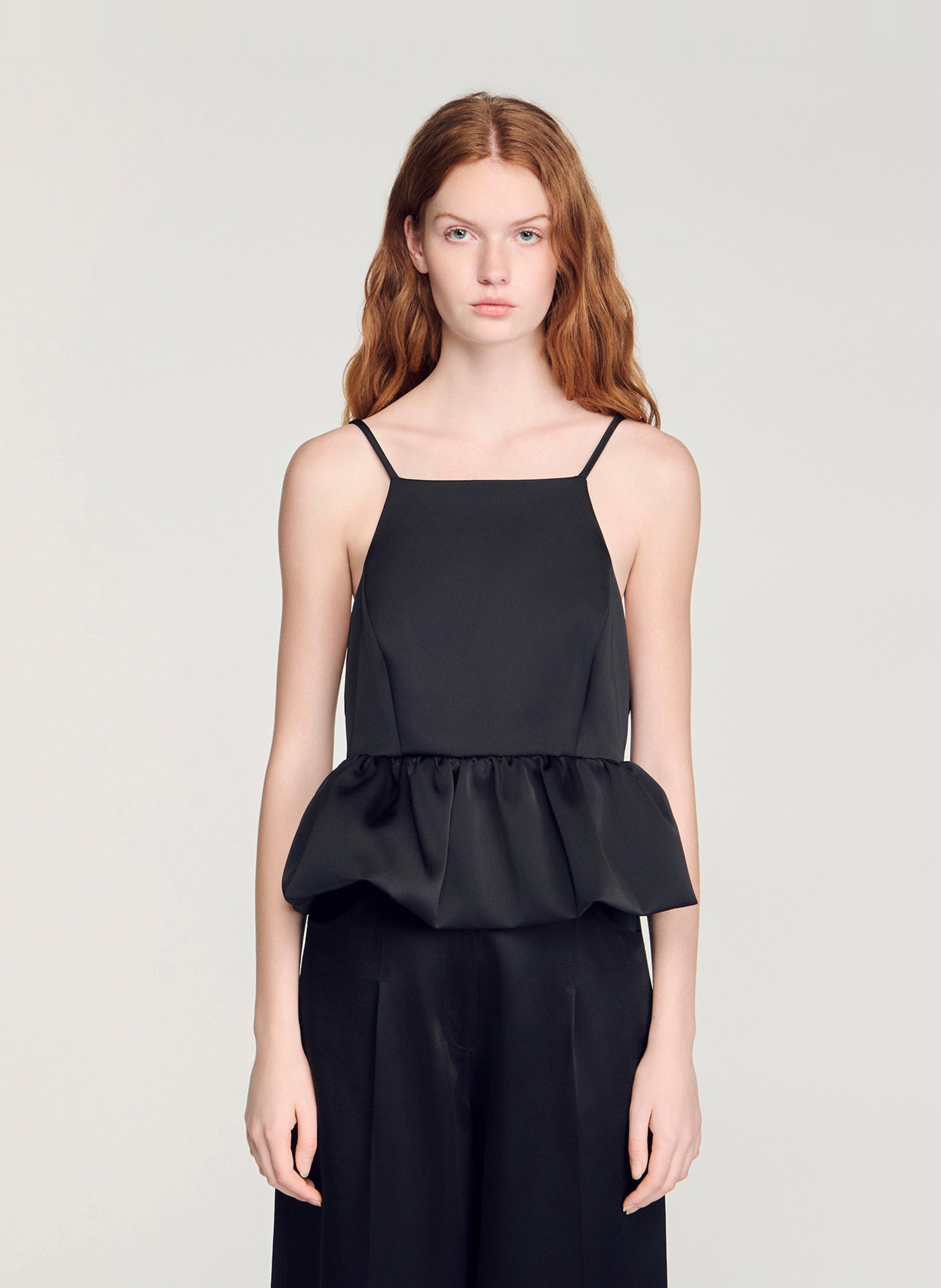 Top col carré SANDRO Noir