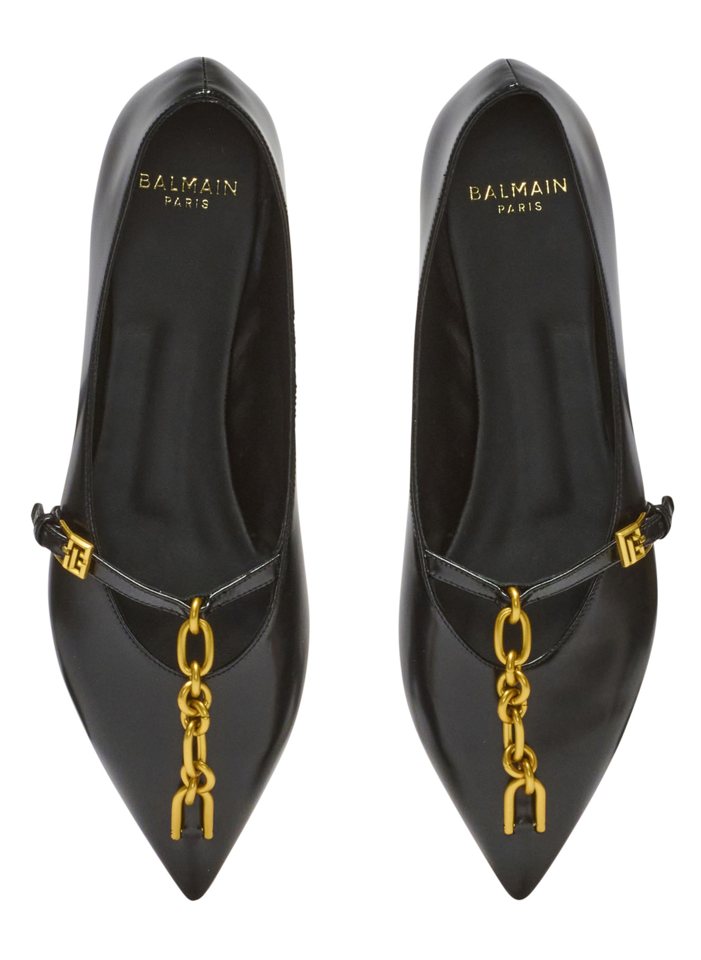 Ballerines sync en cuir d’agneau brillant BALMAIN Noir