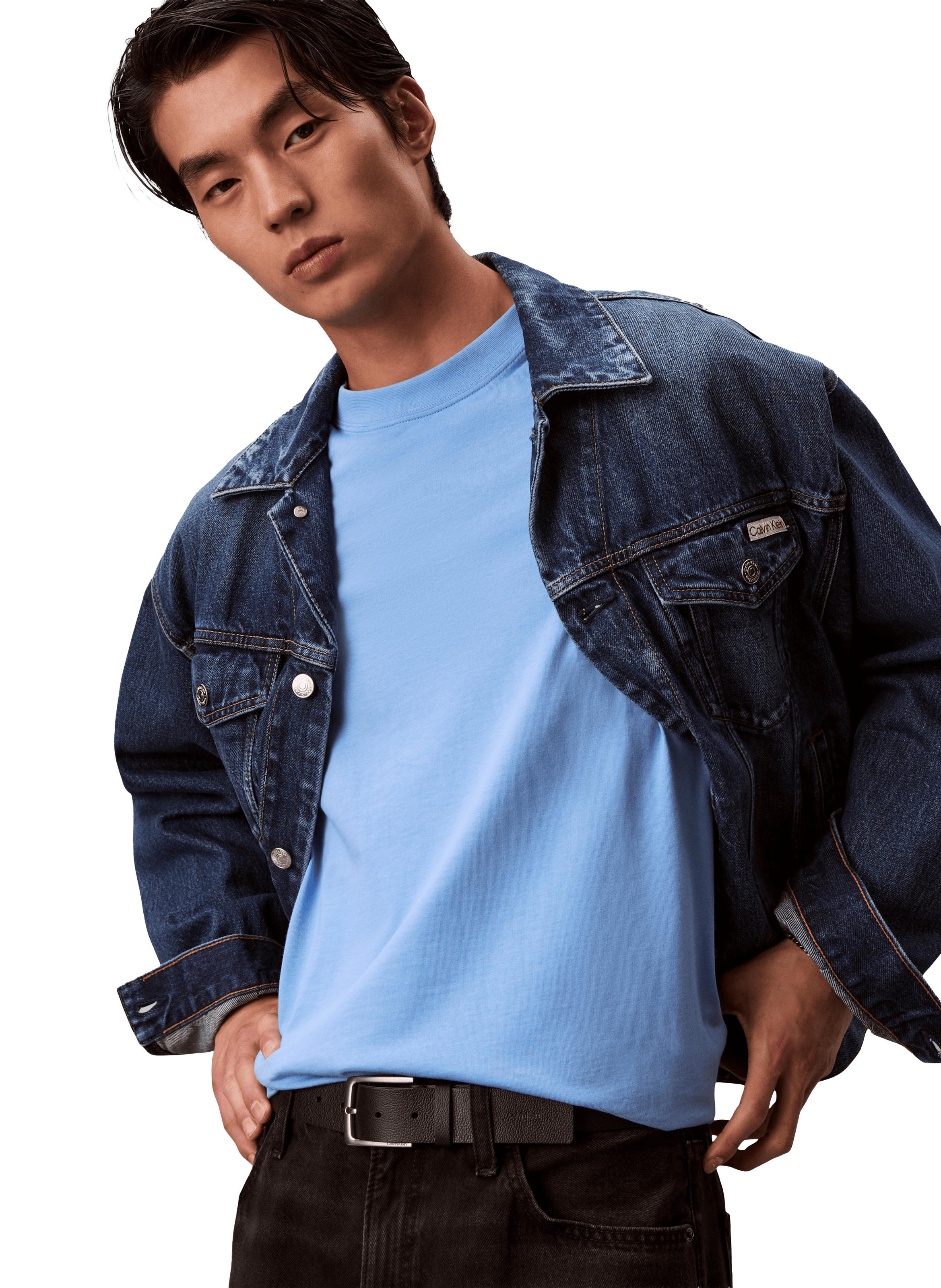 T-shirt à col rond en coton CALVIN KLEIN Bleu