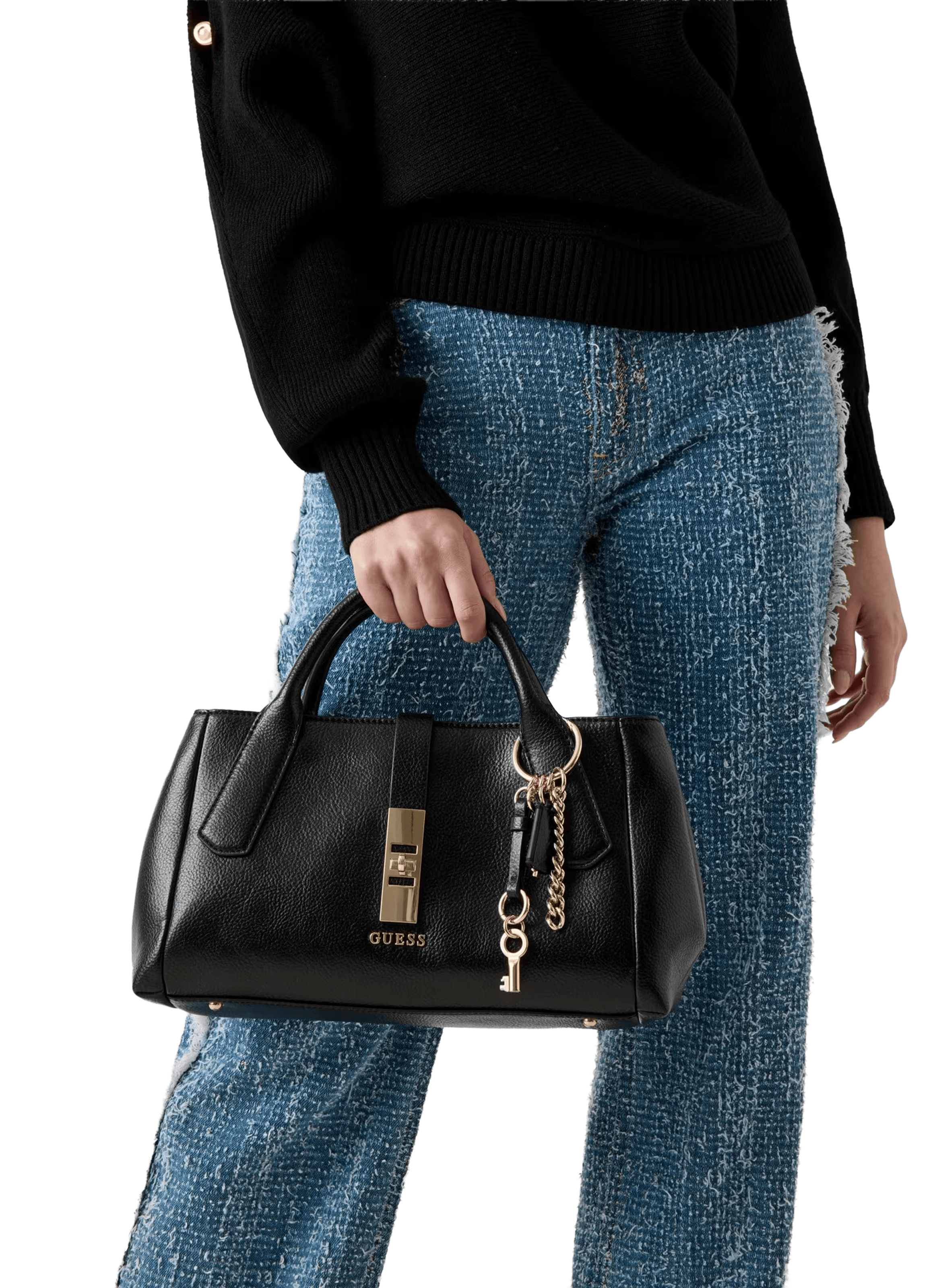 Handbag with leather-effect charms GUESS Black