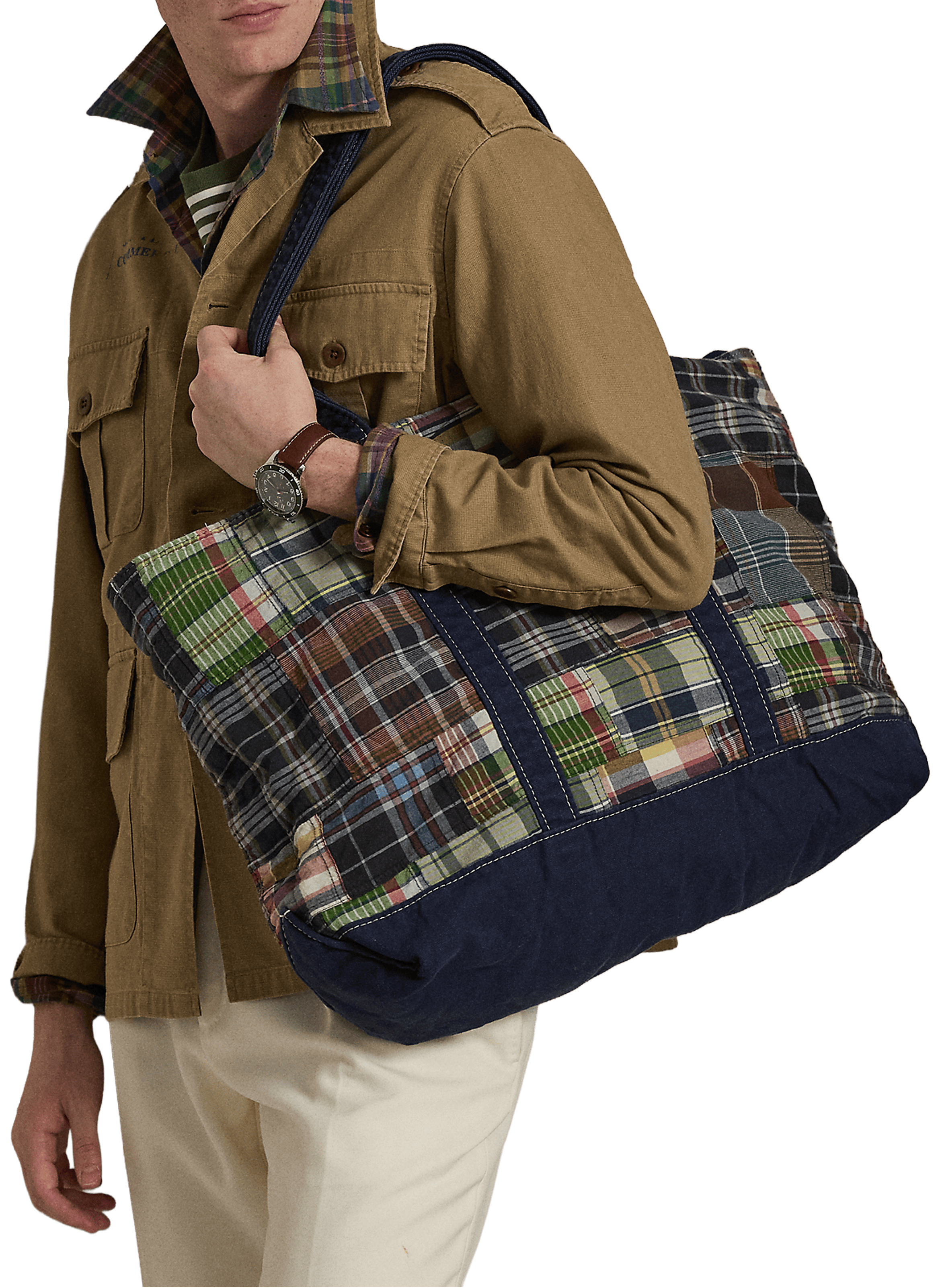 Checked cotton tote bag POLO RALPH LAUREN Blue