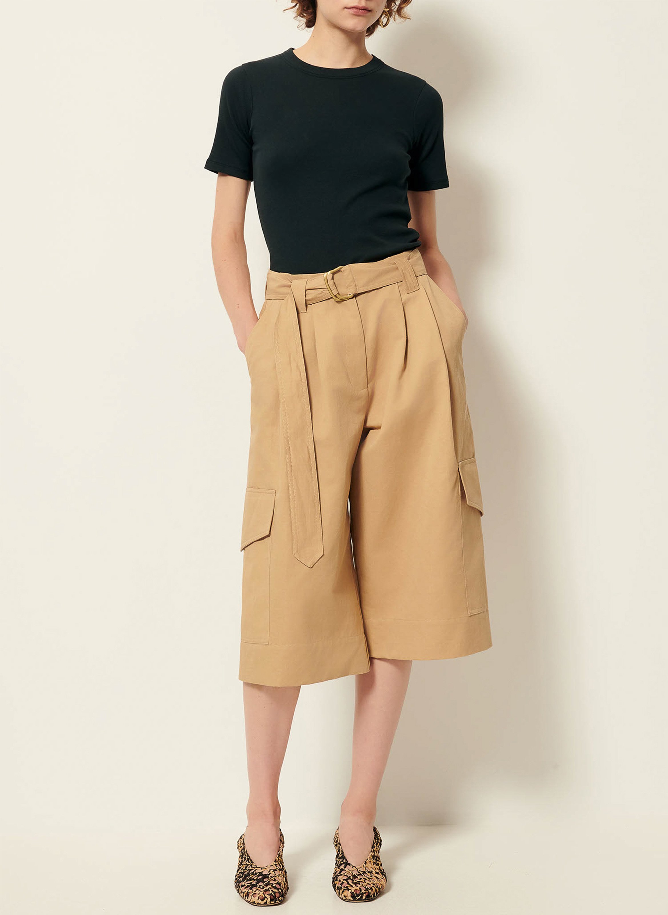 Tee-shirt col rond en coton jahara SESSUN Noir