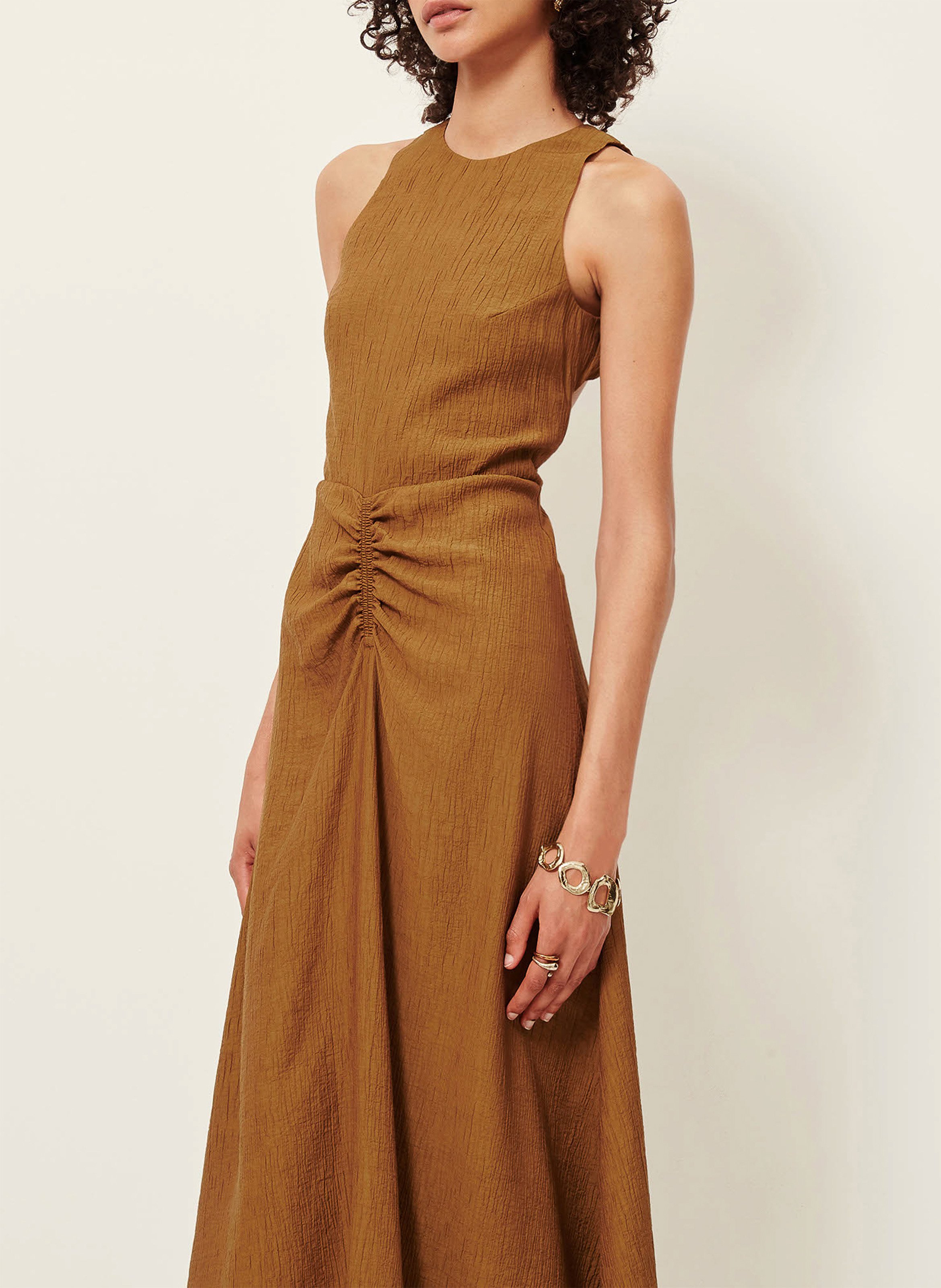 Robe midi col rond lua SESSUN Marron