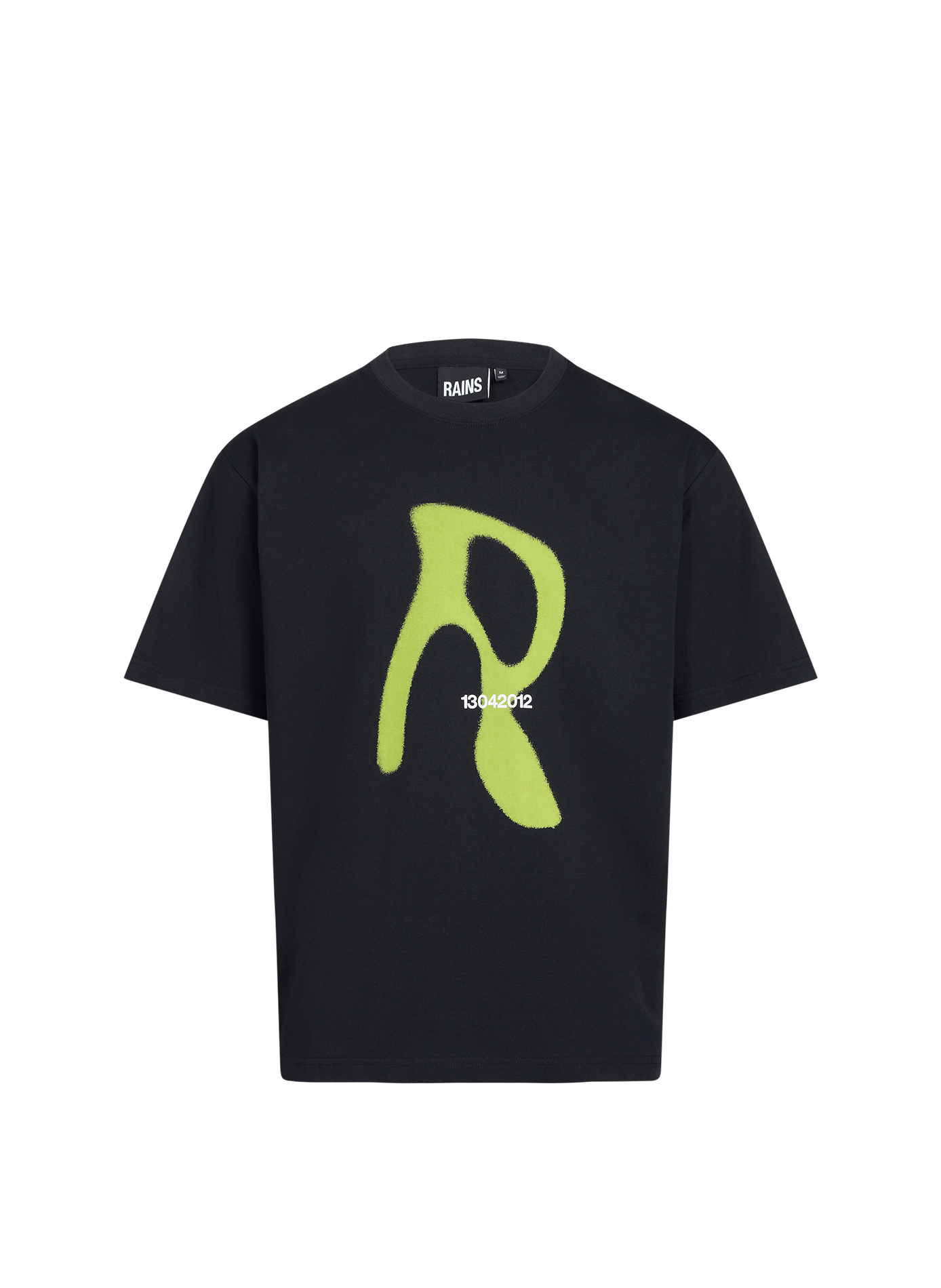 T-shirt imprimé col rond en coton RAINS Noir