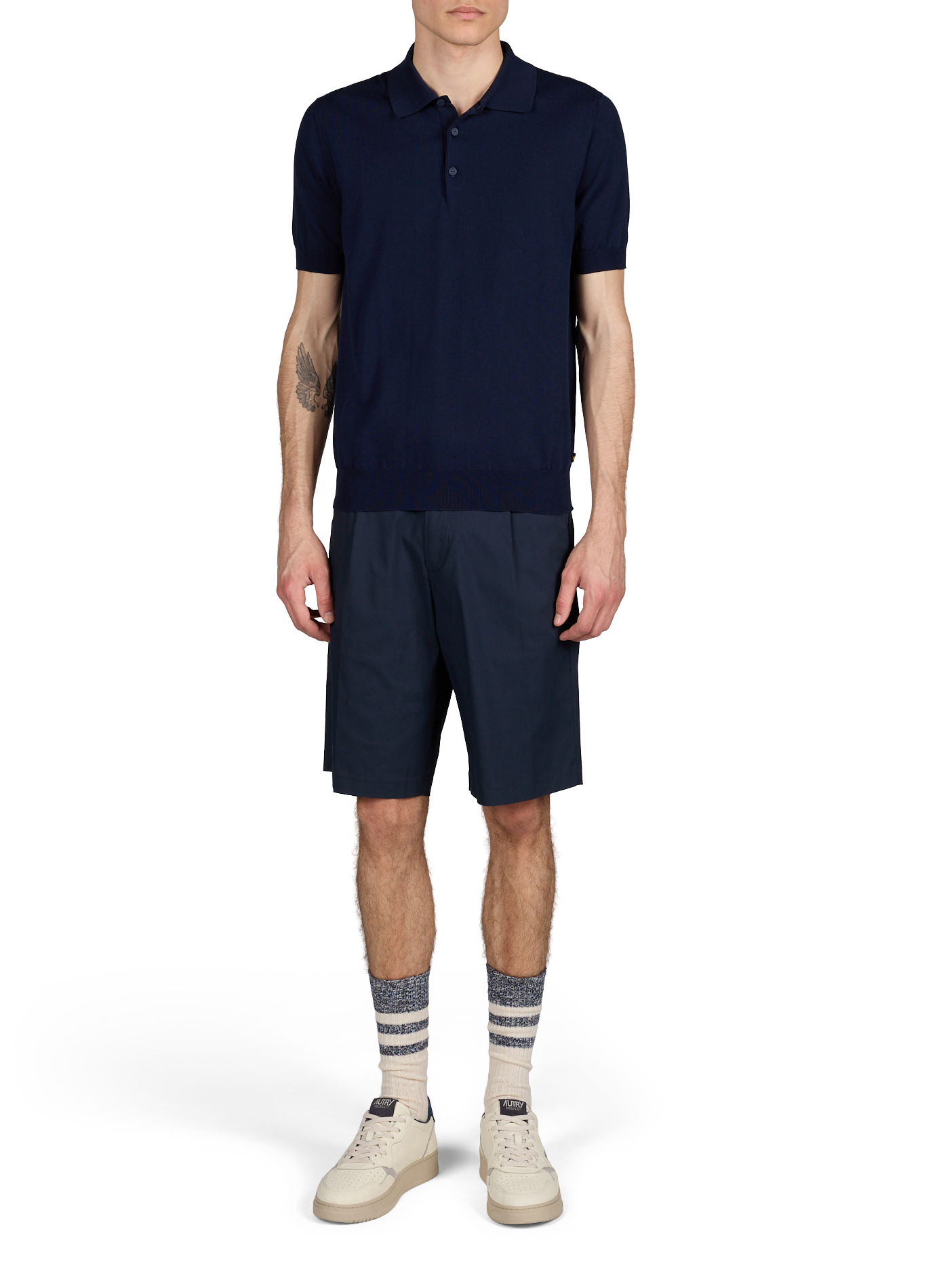 Short-sleeved polo in lightweight cotton knit K-WAY Blue