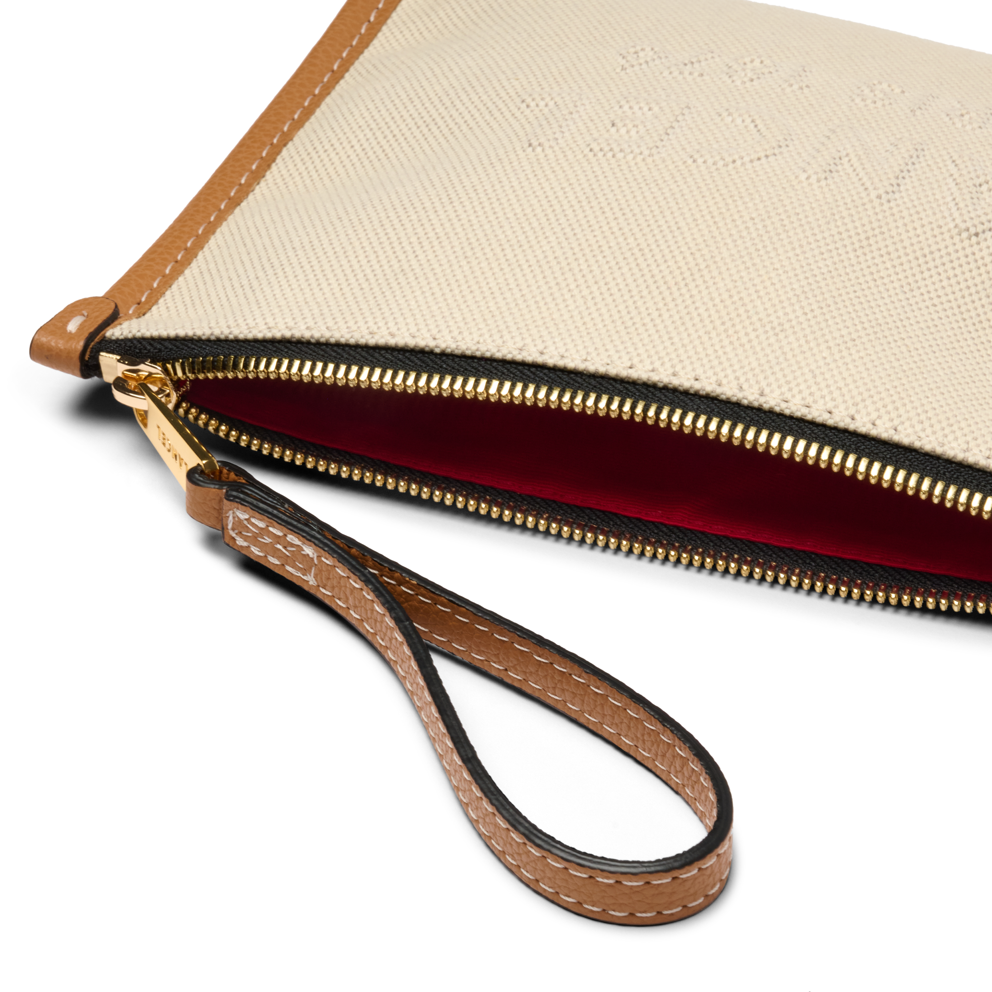 Pochette zippée s jour de lancel en coton LANCEL Marron