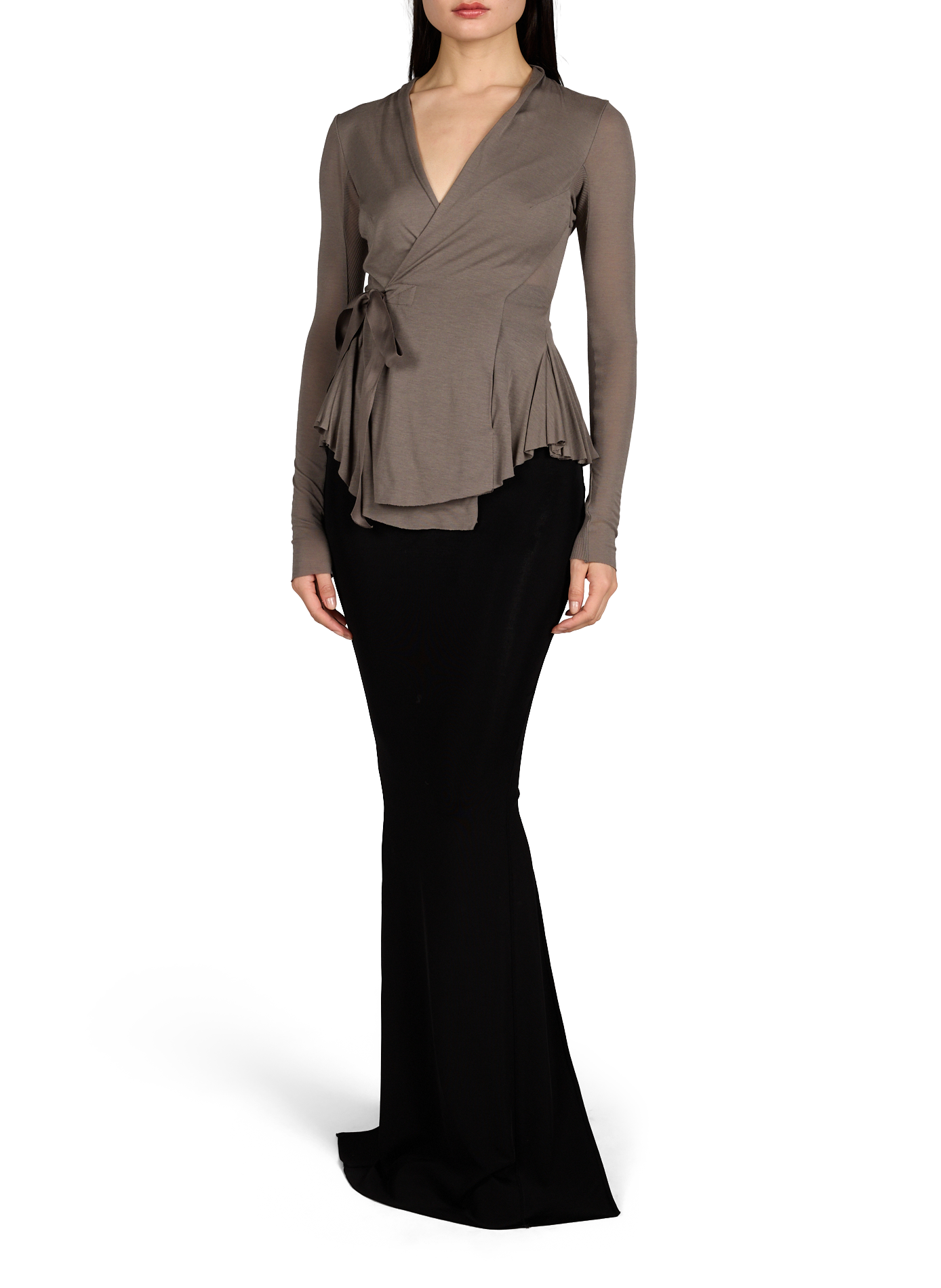 Cardigan à manches longues noué sur le devant RICK OWENS Beige