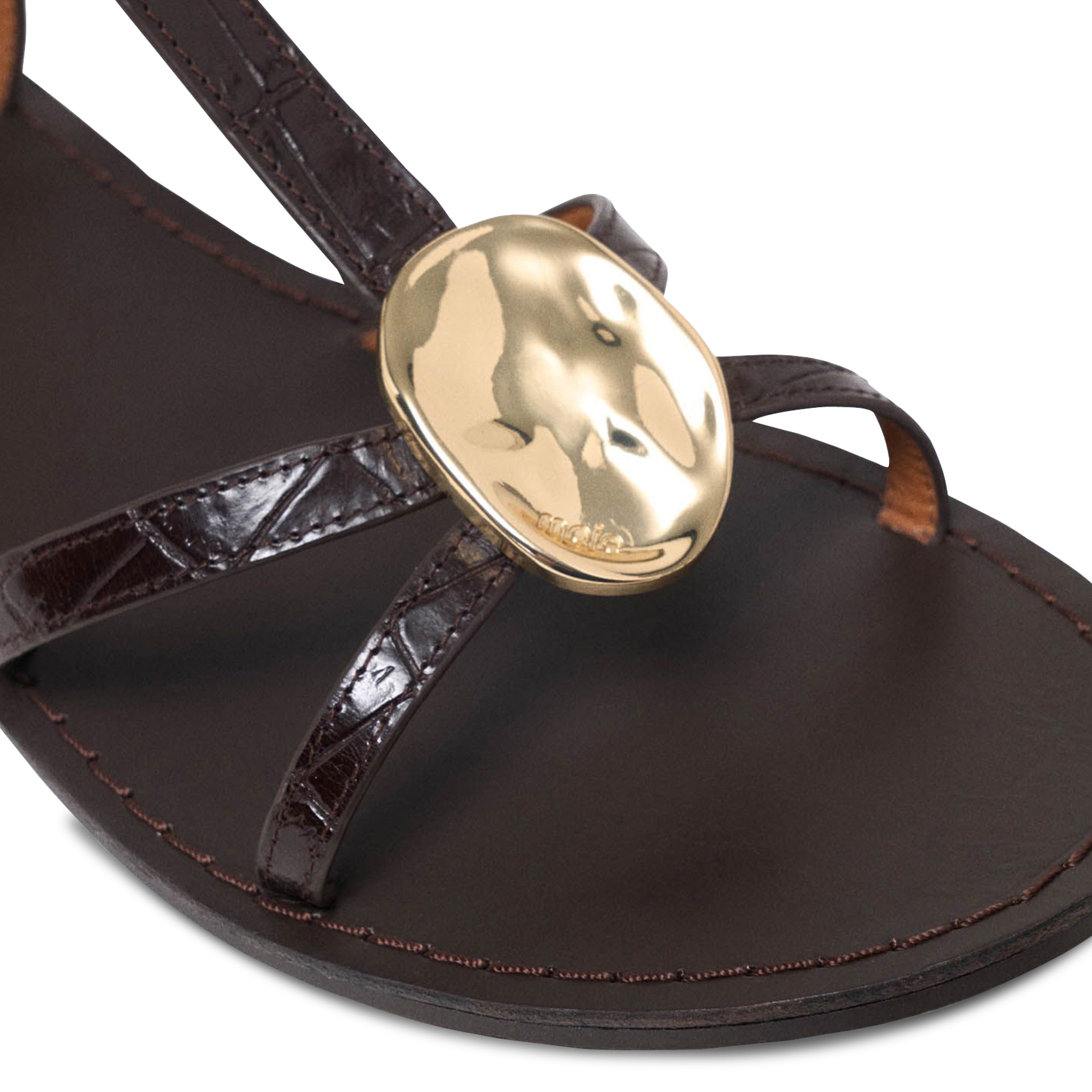 Sandales plates en cuir MAJE Marron