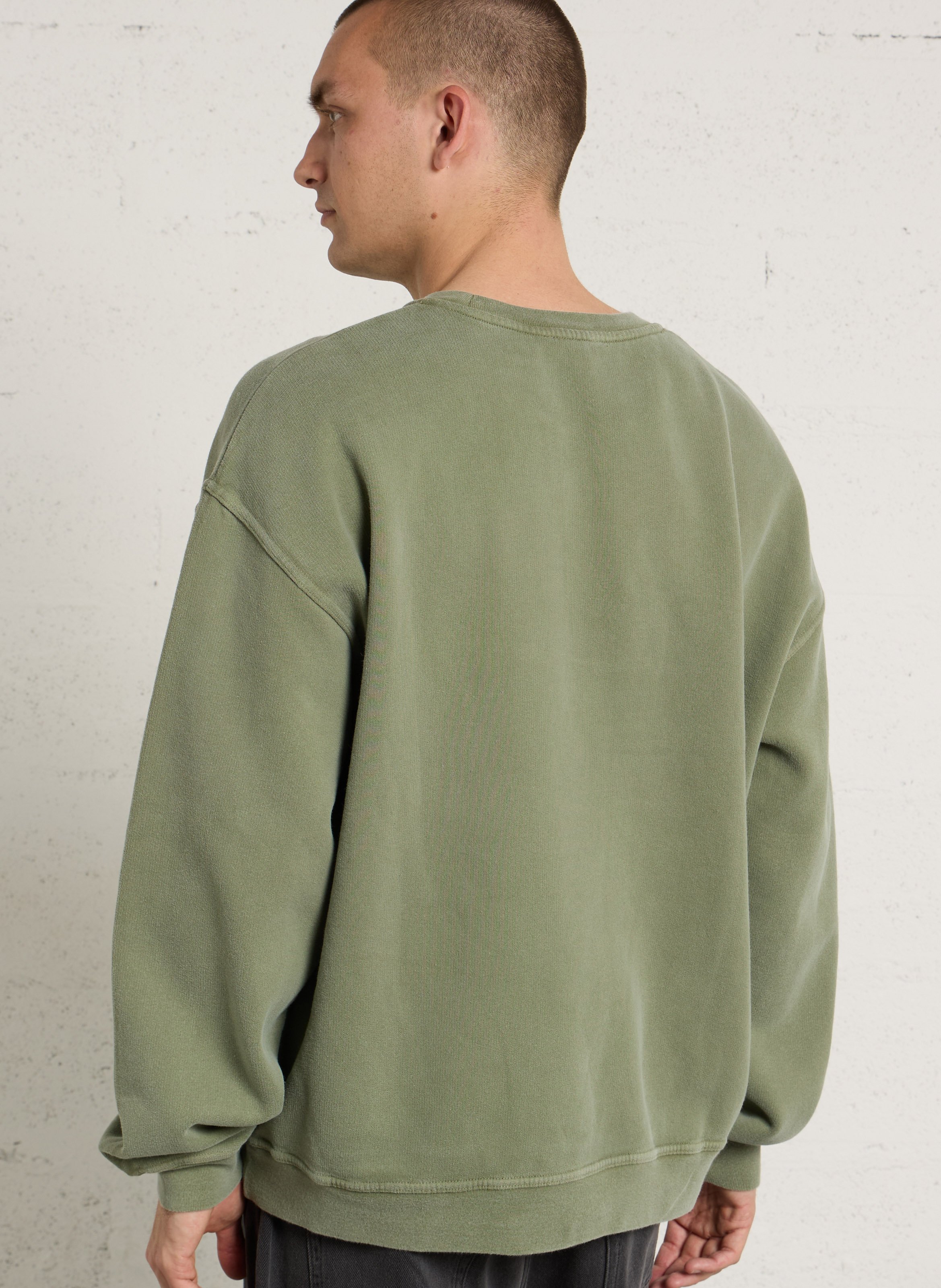 Sweat ample col rond sérigraphié en coton plizzy AMERICAN VINTAGE Vert