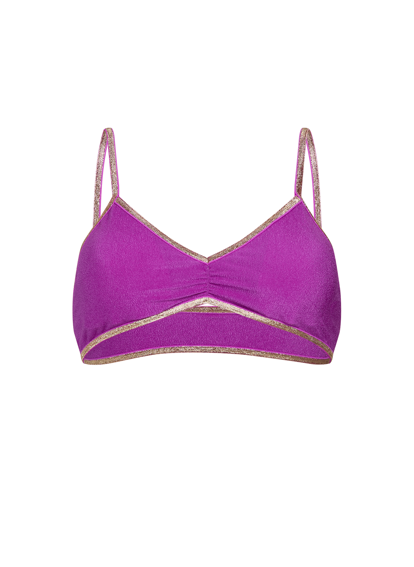 Textured bralette with gold trim LA NOUVELLE Purple