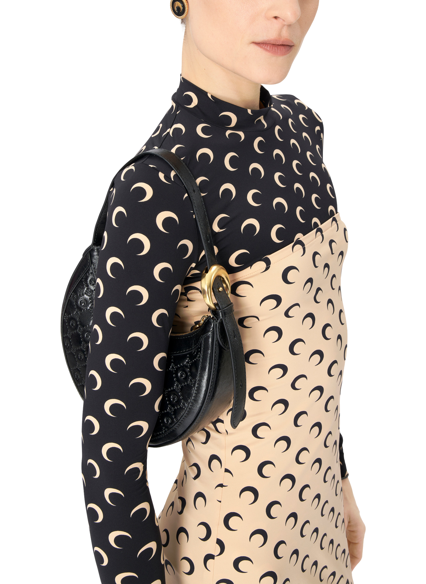 Recycled moon jersey bustier dress MARINE SERRE Beige