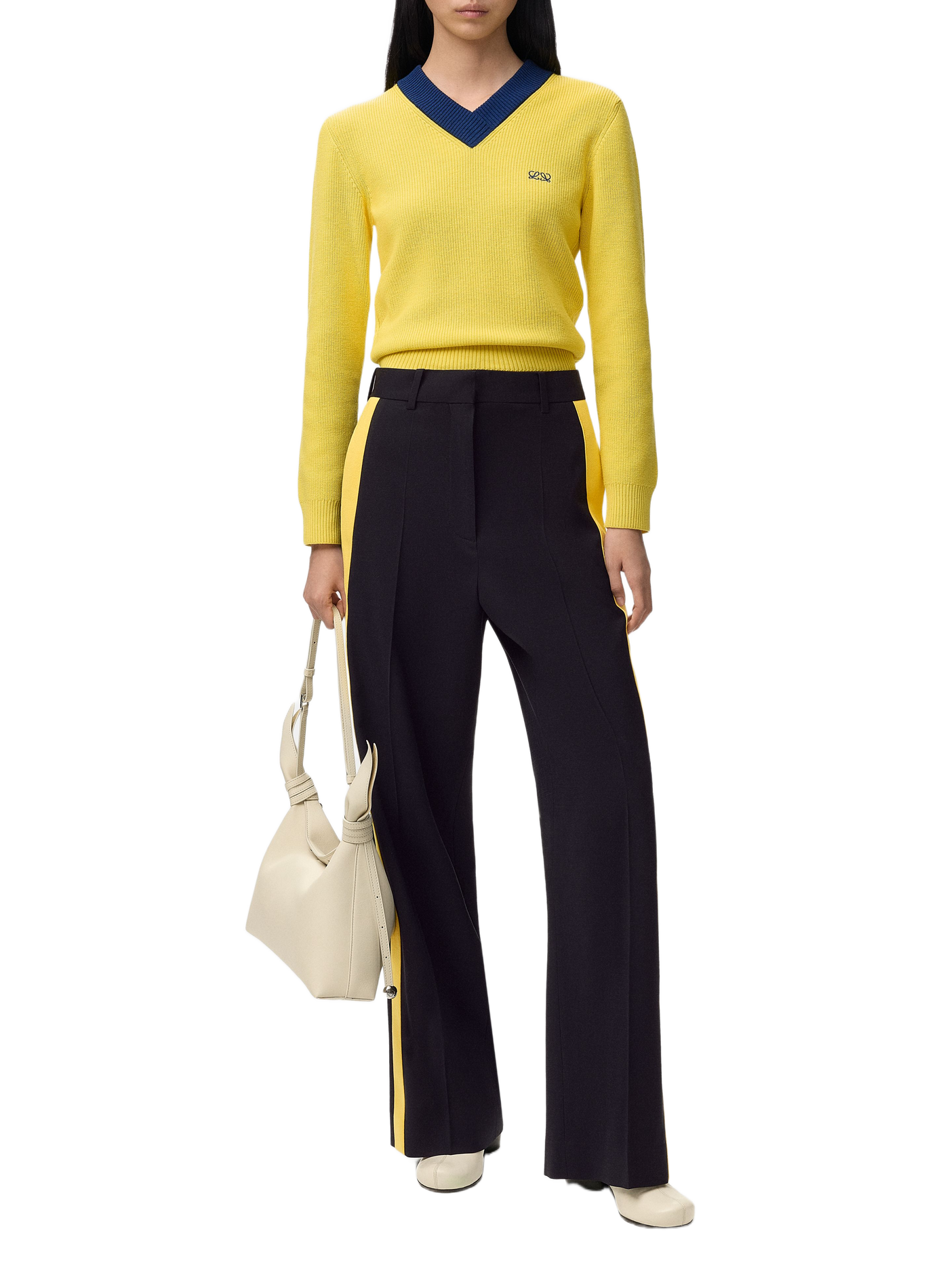 Pantalon à bandes en laine mélangée LOEWE Multicolore