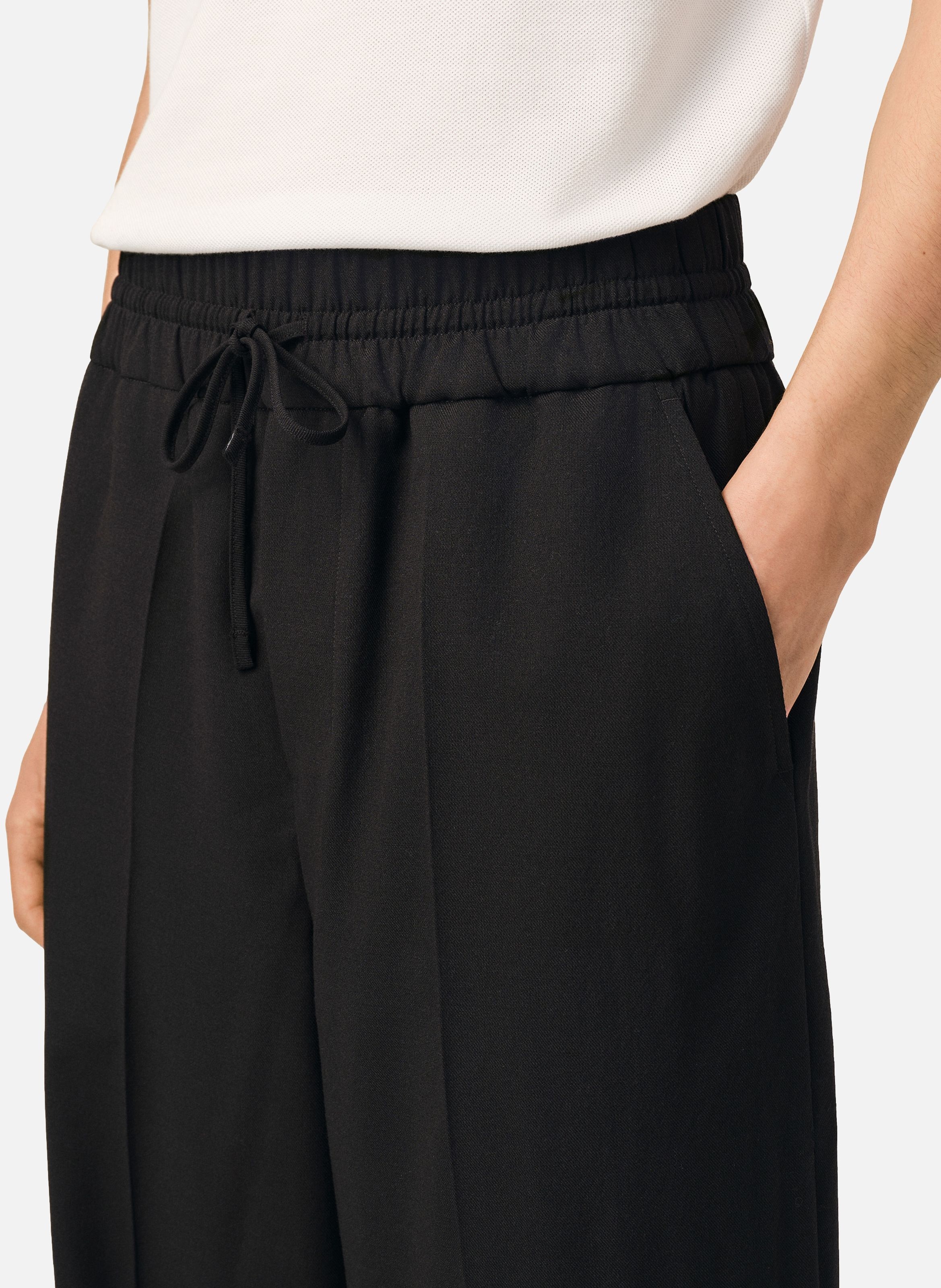 Pantalon unisexe en laine taille élastiquée AMI PARIS Noir