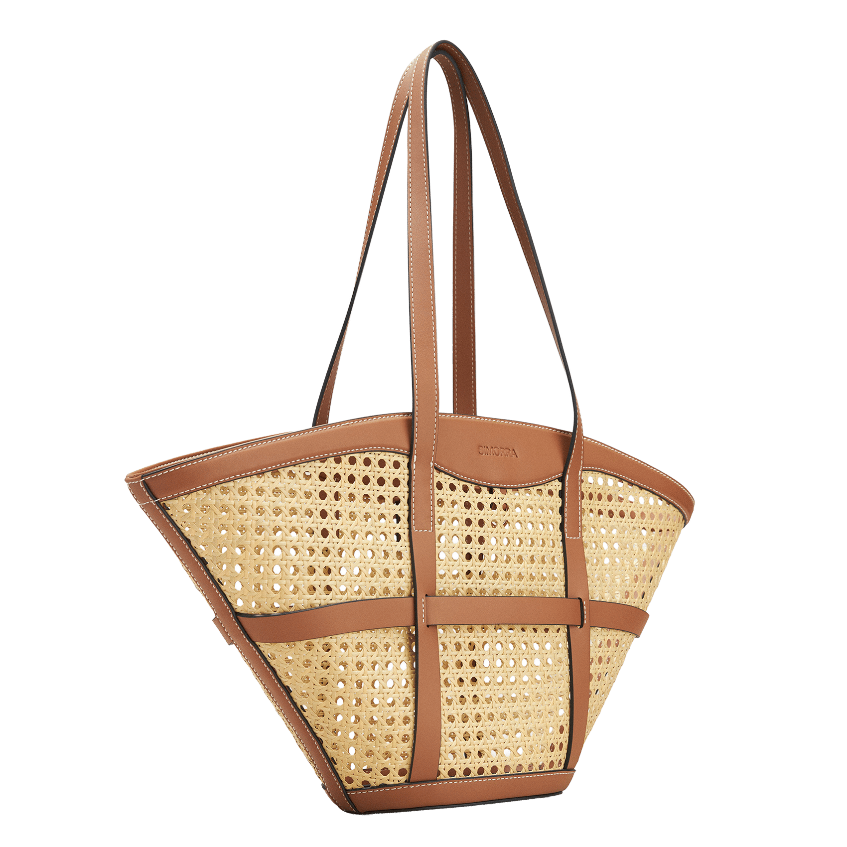 Sac cabas en cuir mélangé siop SIMORRA Marron