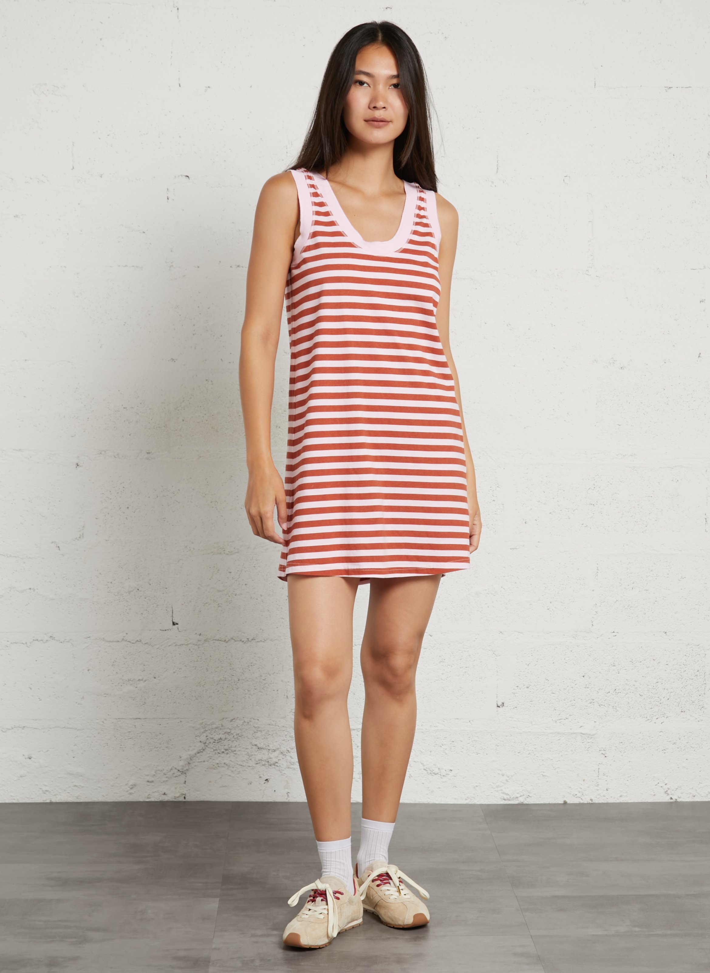 Débardeur droit rayé en coton gixy AMERICAN VINTAGE Rouge