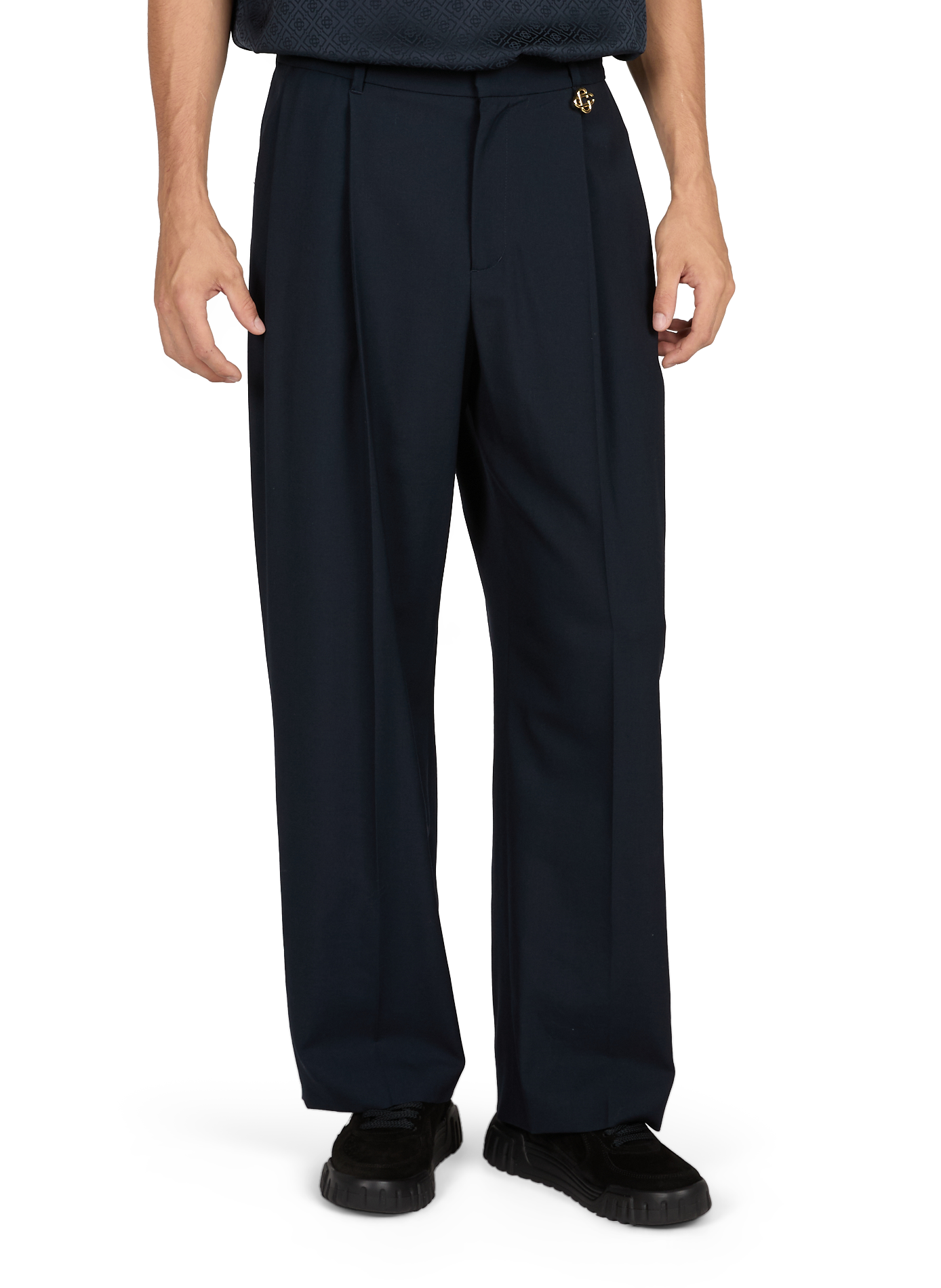Pantalon évasée en laine CASABLANCA PARIS Noir
