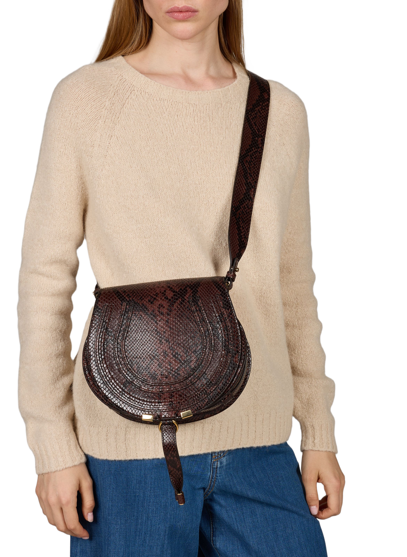 Bolso de efecto cocodrilo Marcie de cuero de ternera CHLOÉ Marrón