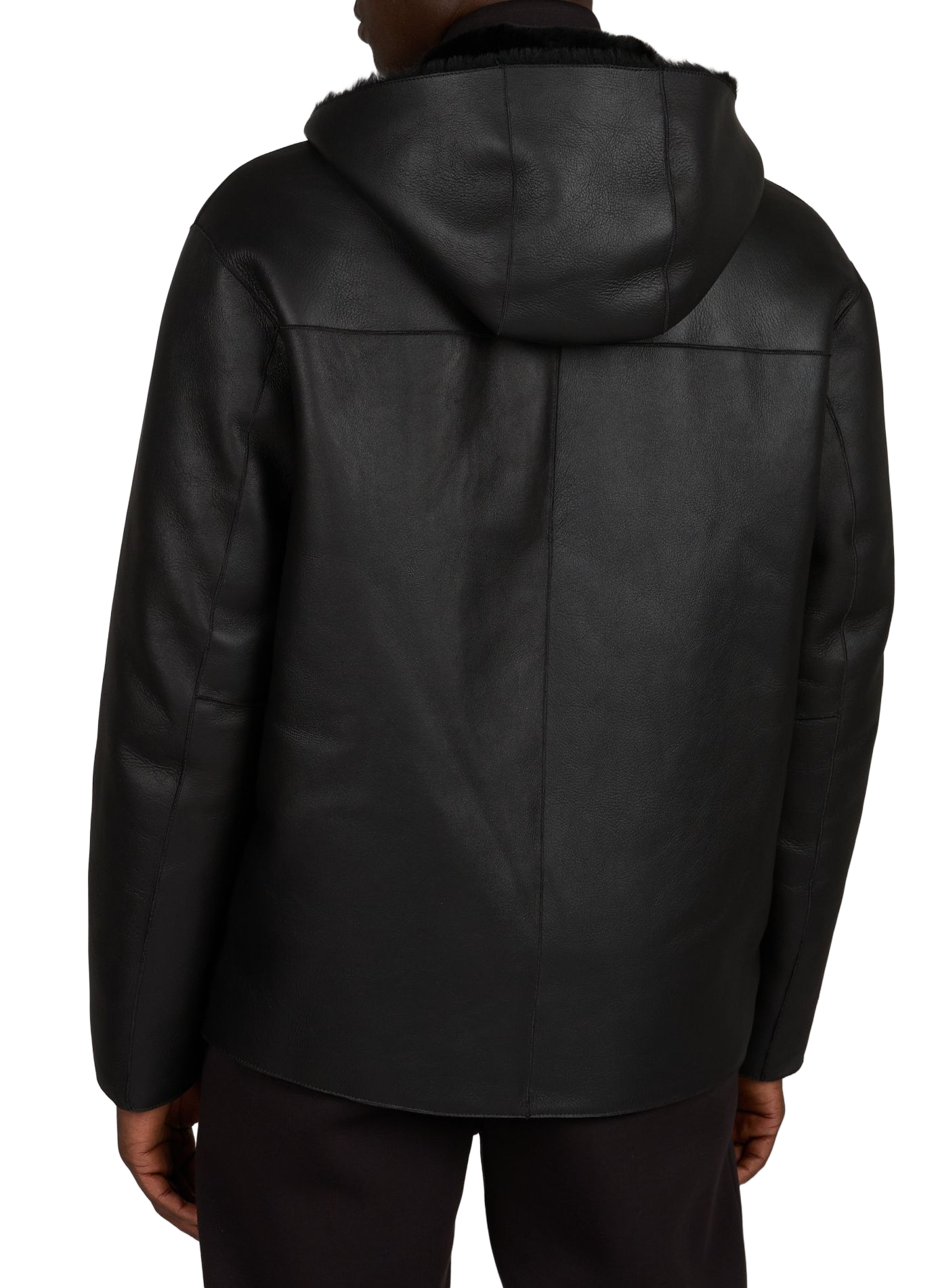 Oversized leather jacket EMPORIO ARMANI Black