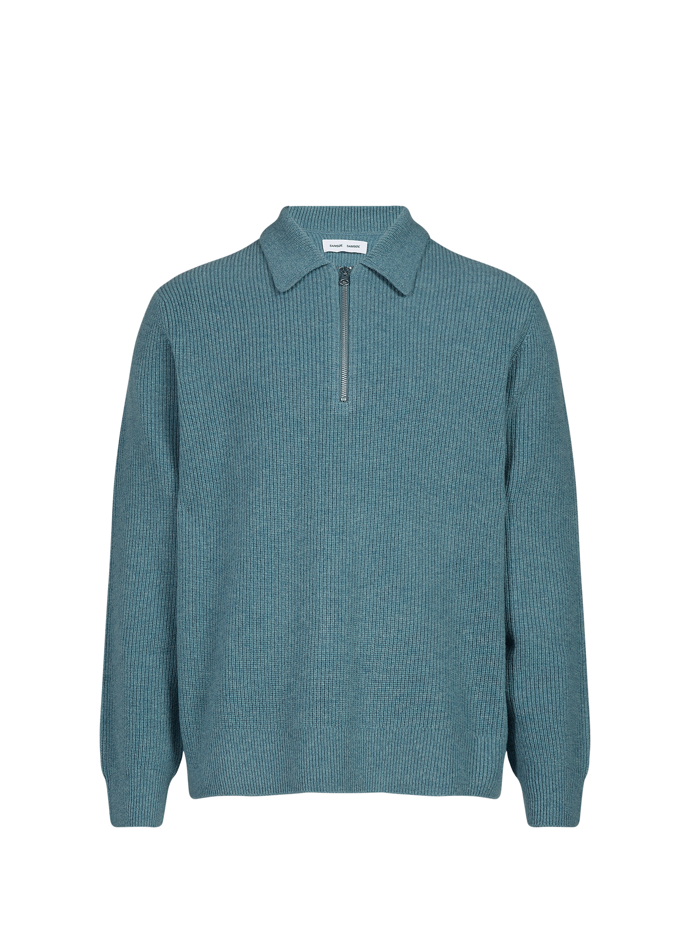 Wool zip-neck jumper SAMSOE SAMSOE Blue