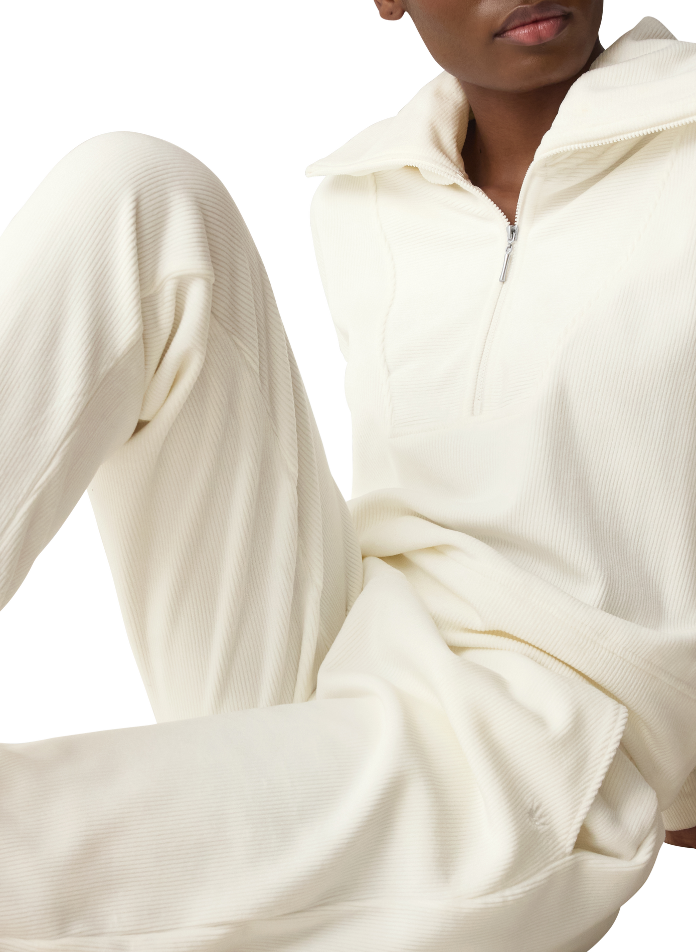 Ribbed Velvet Joggers TRIUMPH White