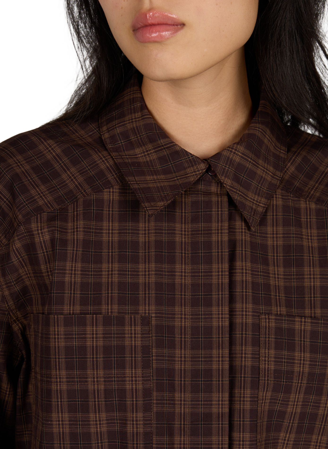 Bluse ROURONA mit Baumwollschal ROUGE EDIT Braun