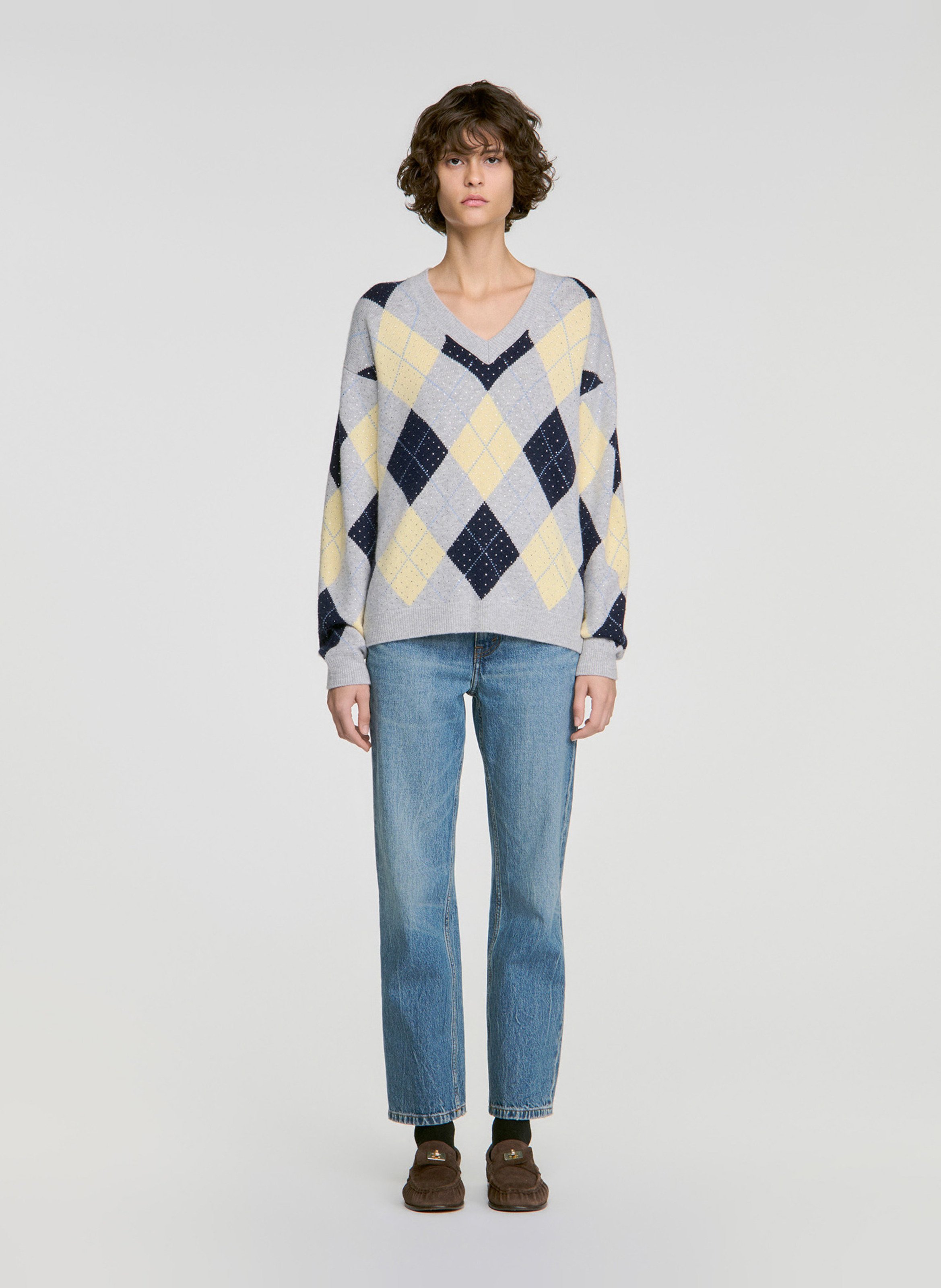 Pull oversize en laine SANDRO Gris
