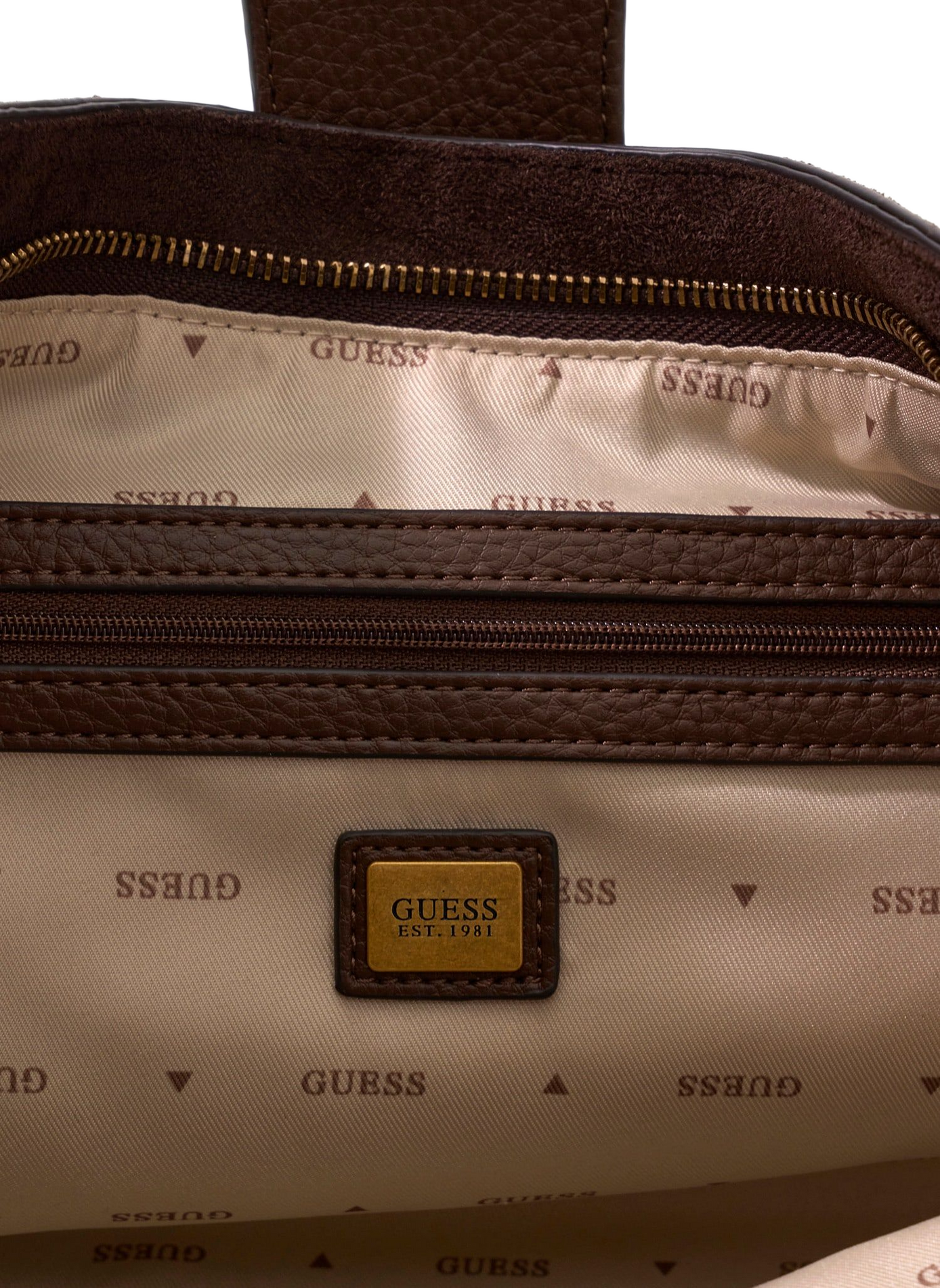 Sac porté épaule en daim à détails dorés GUESS Marron