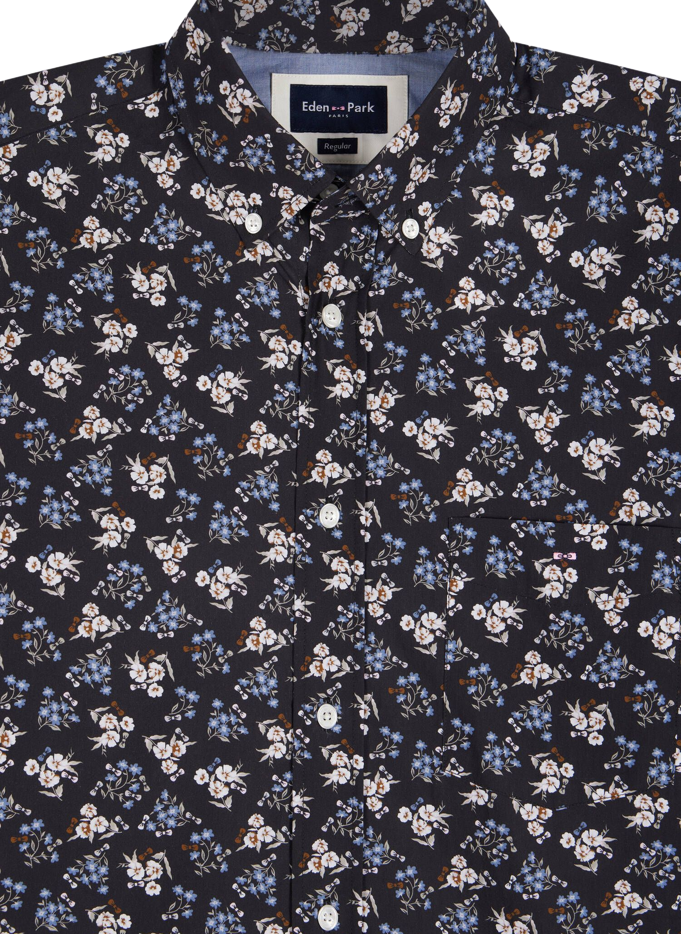 Chemise droit à motif en coton EDEN PARK Marron