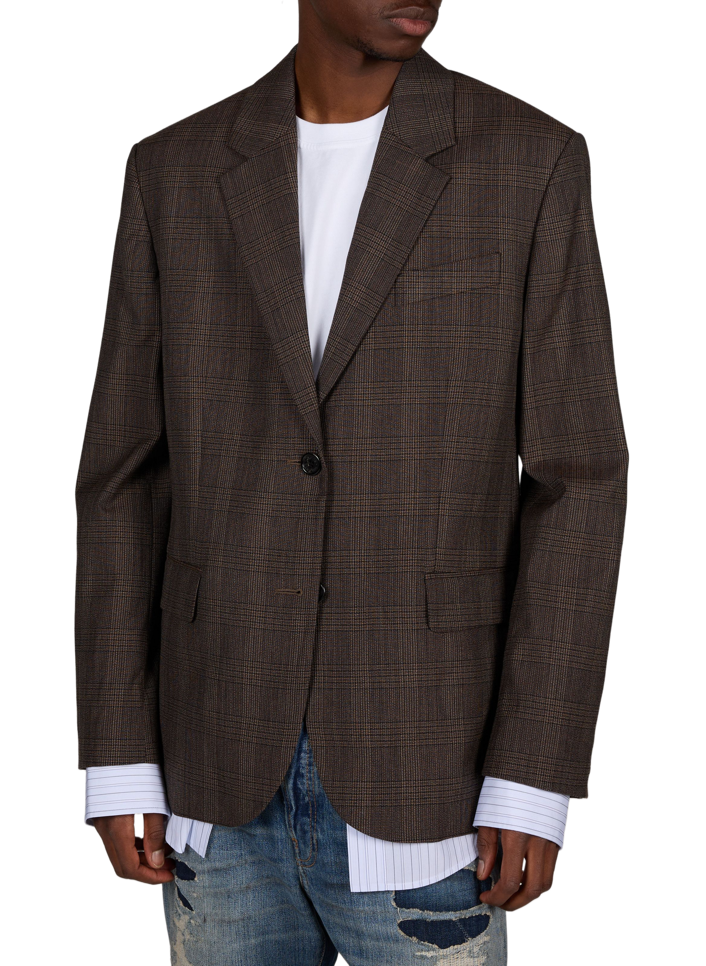 Straight-fit patterned blazer in a wool blend ACNE STUDIOS Brown