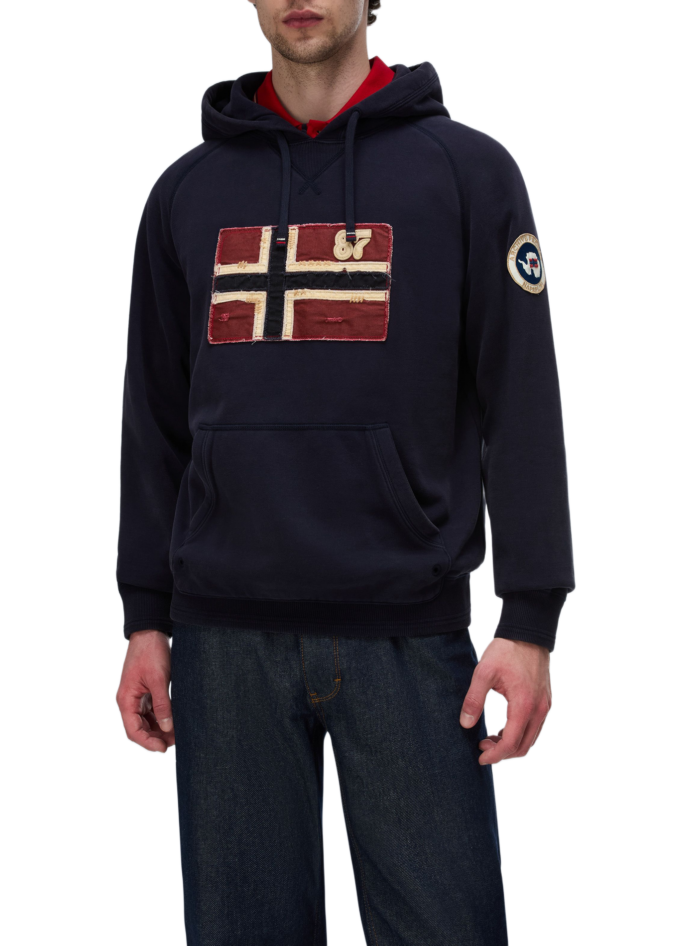 Straight embroidered hooded sweatshirt NAPAPIJRI Blue