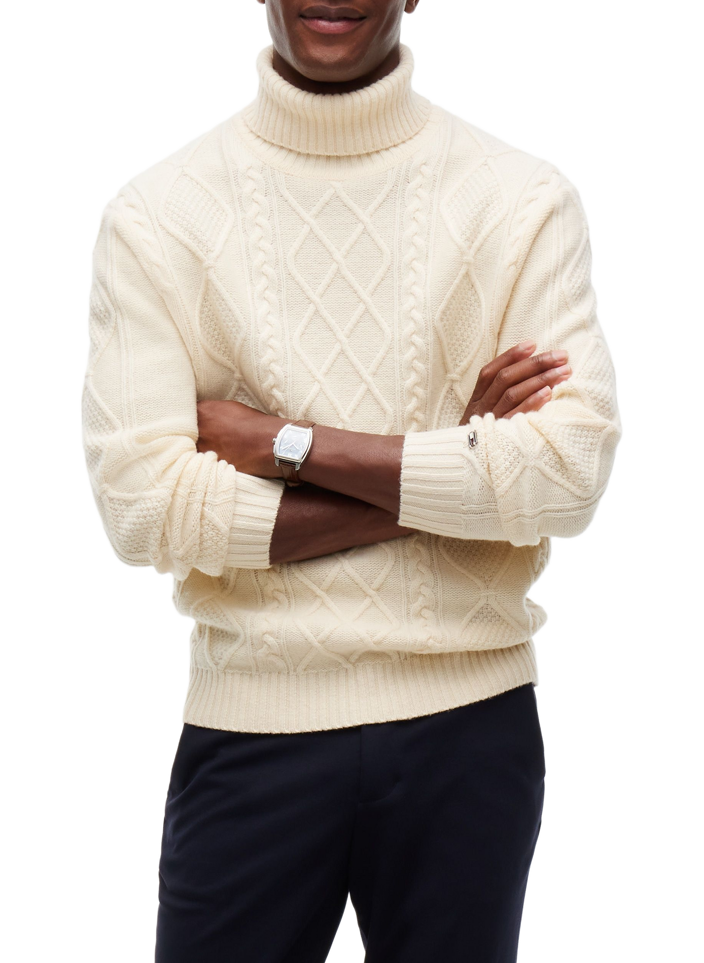 Straight-fit turtleneck sweater in cashmere and wool TOMMY HILFIGER White