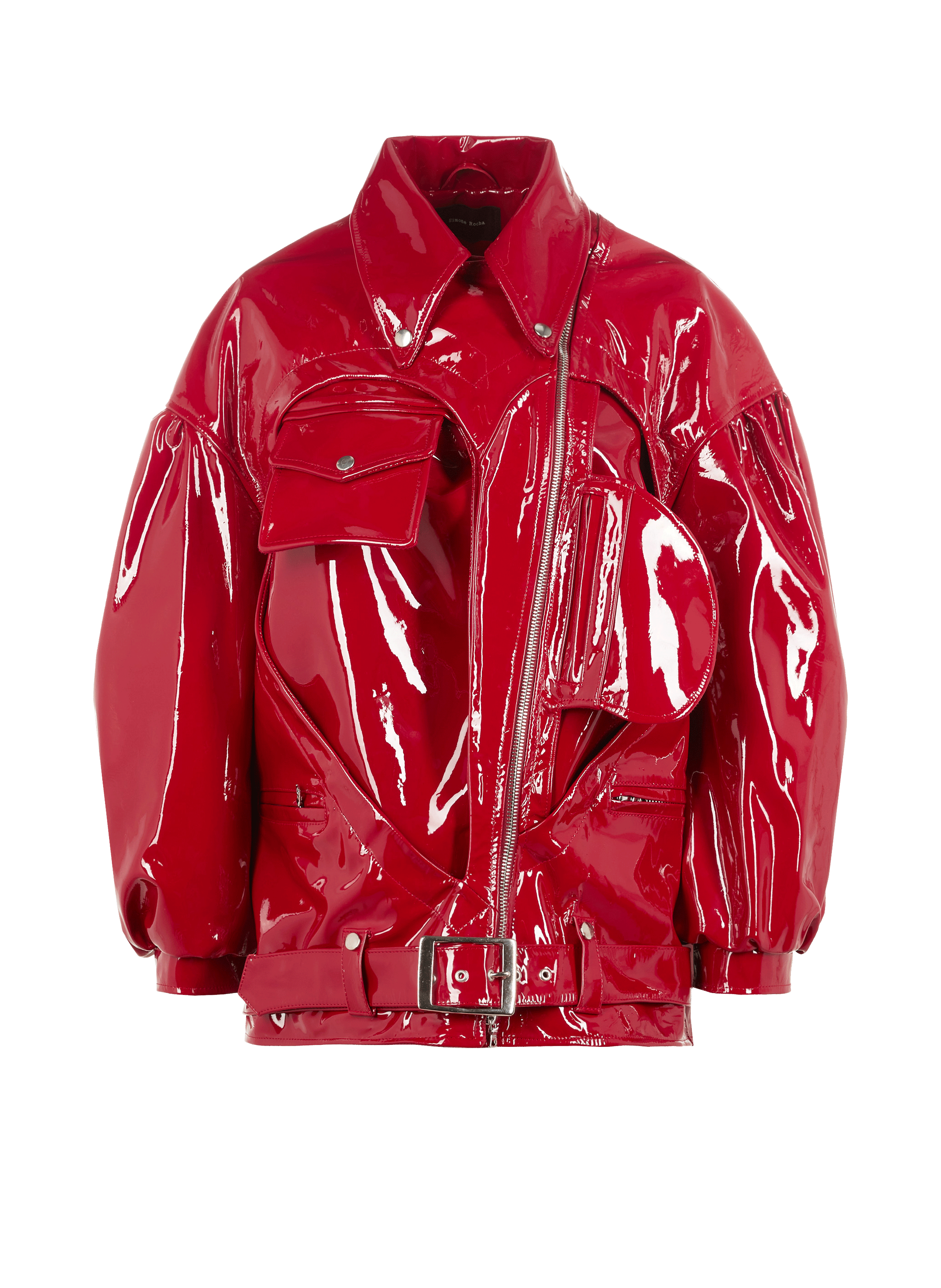 SIMONE ROCHA Patent cut-out jacket Red